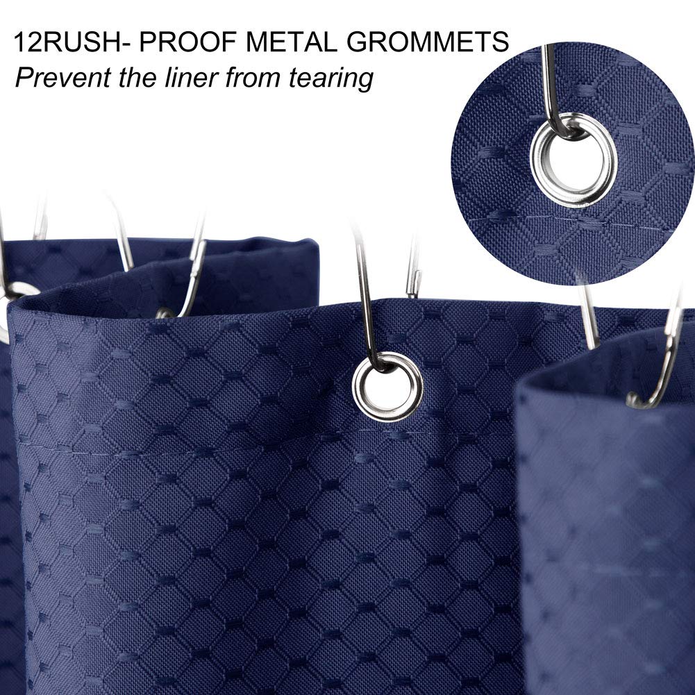 Eforcurtain Extra Long 72x78 Inch Waffle Weave Shower Curtain - Waterproof Bathroom Decor, Heavy Duty Fabric, Elegant Blue - Perfect for Modern Bathrooms & Spa-Like Showers
