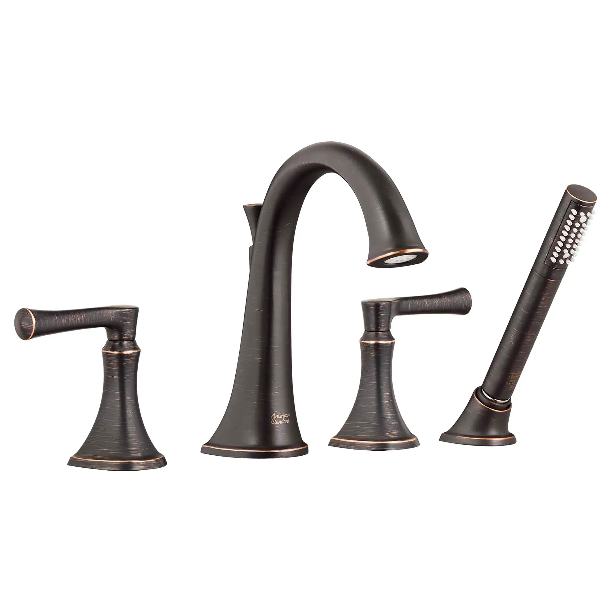 Estate Deck Mount Bathtub Faucet with Hand Shower - 4-Inch Centerset Rough-In Valve with Lever Handle - Perfect for Bathroom Renovations & Modern Home Upgrades