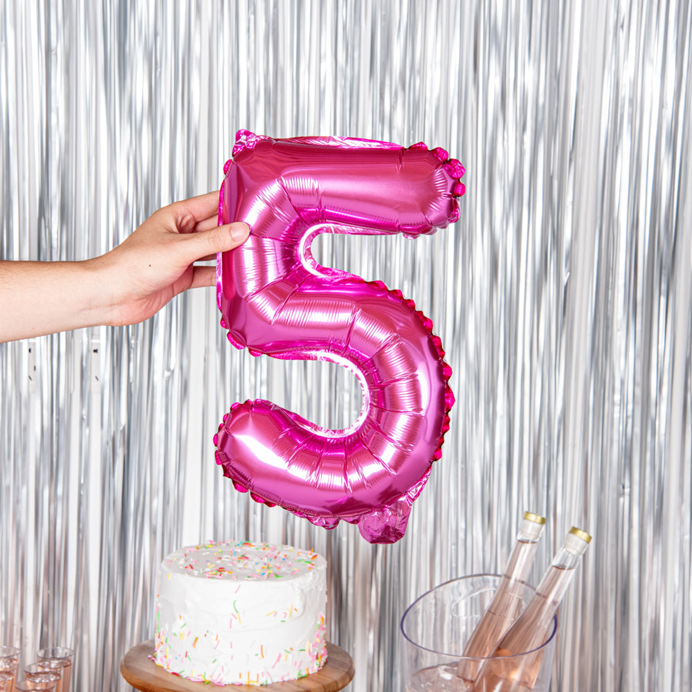 Balloonify Pink Mylar Number 5 Balloon - 16 Inch Large Foil Balloon for Birthday Parties, Baby Showers & Anniversary Decorations (1 Count)