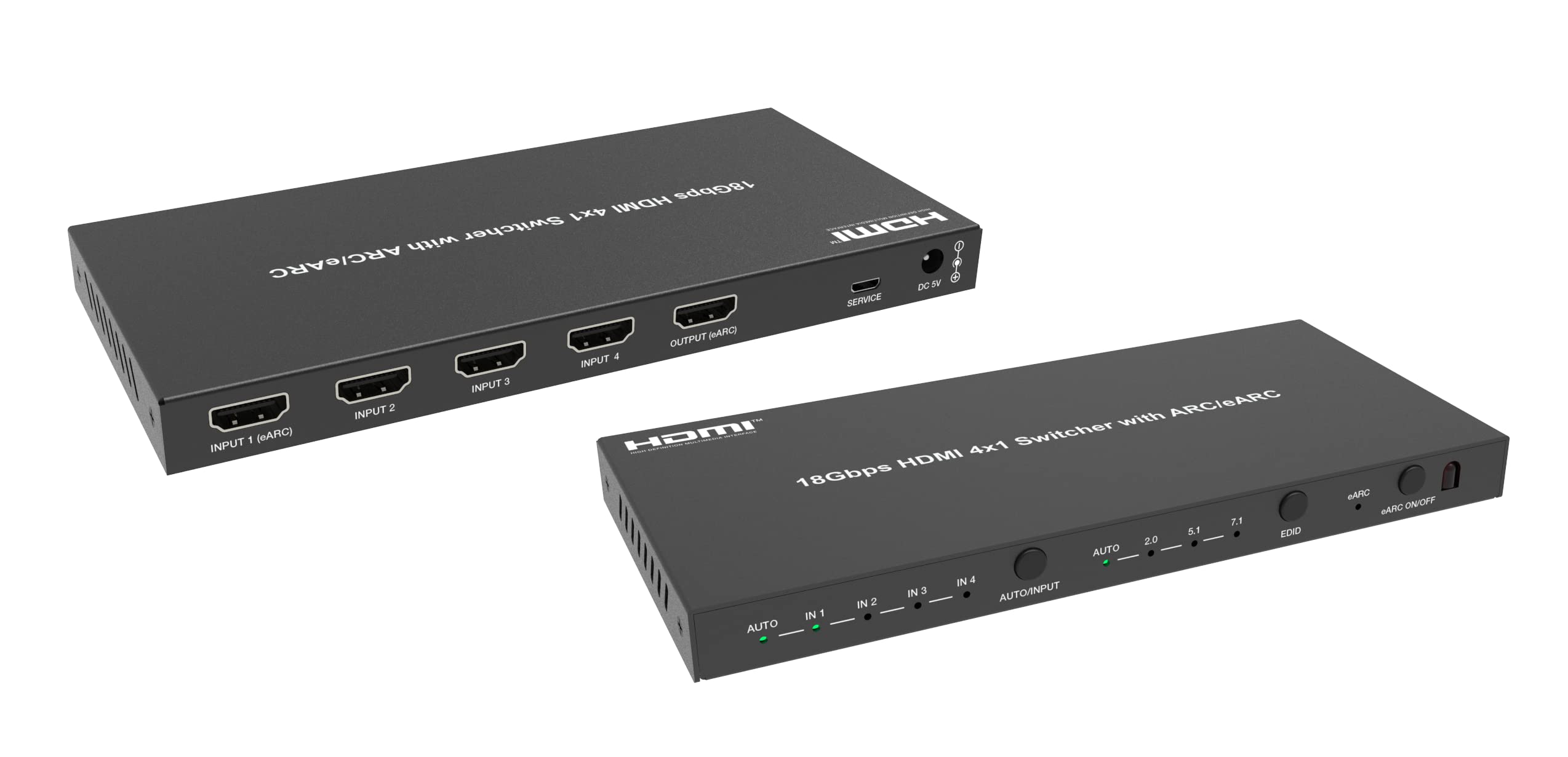 U9 ViewHD HDMI 2.0b 4K Switch 18Gbps 4:4:4 with Built-in HDMI Audio Extractor - Supports Dolby Atmos & eARC - Perfect for Home Theater, Soundbars & AV Receivers | UHDe4x1