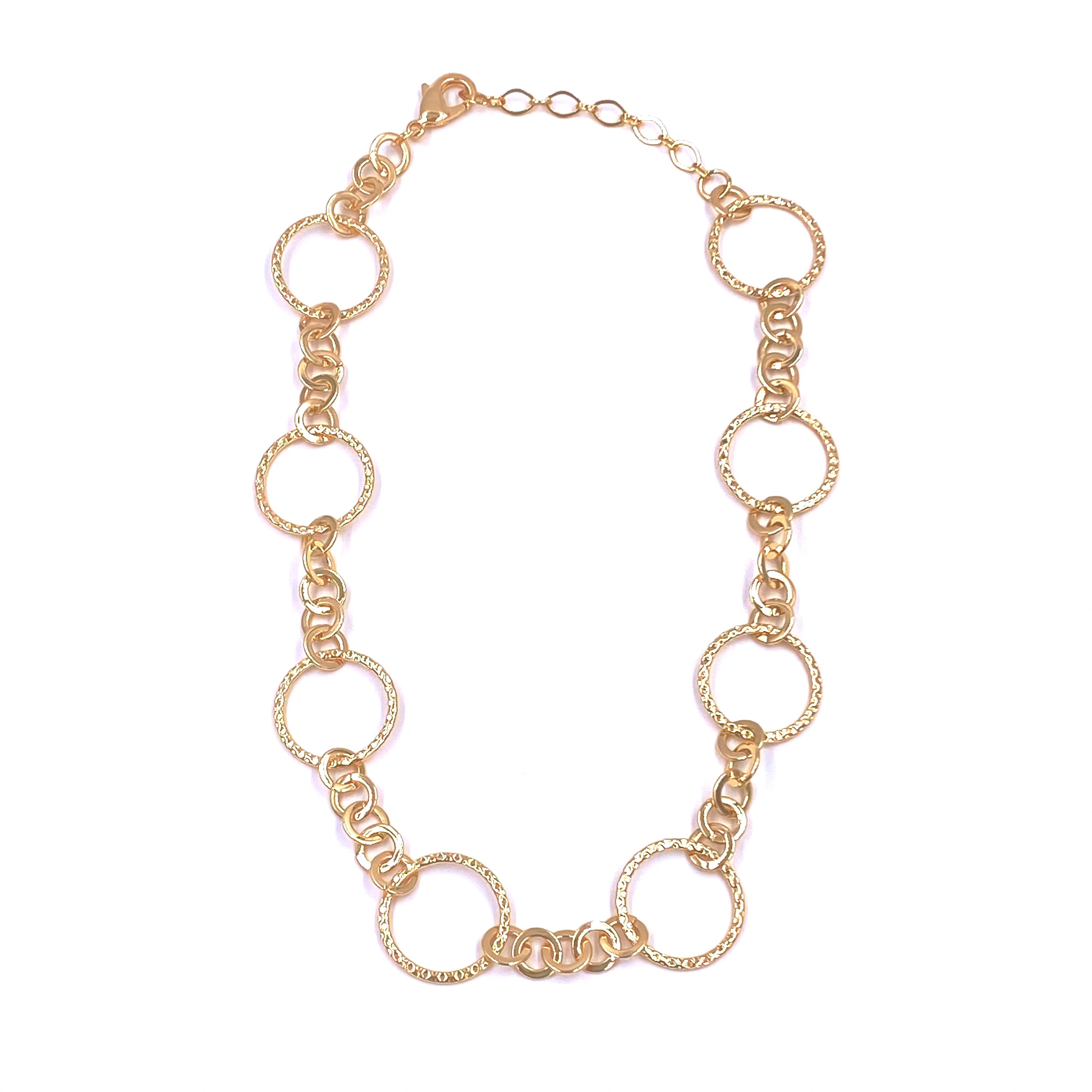 Ashley Gold Stainless Steel 8 Circle Round Link Chain Necklace - 18K Gold Plated Women's Jewelry for Everyday Wear & Special Occasions