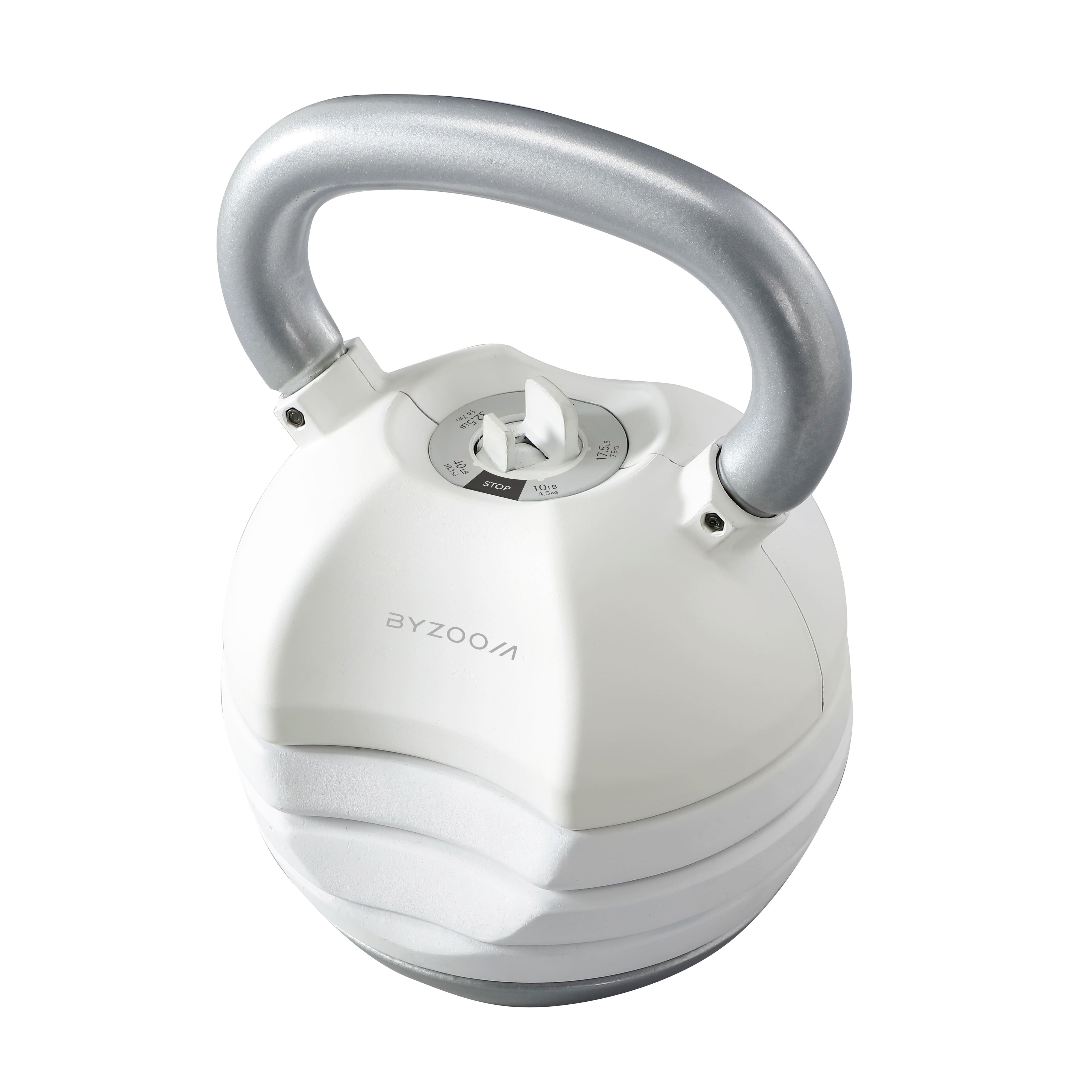 Byzoom Pure Series 40LB Adjustable Kettlebell (White) - Home Gym Equipment for Strength Training, CrossFit & Weightlifting Workouts