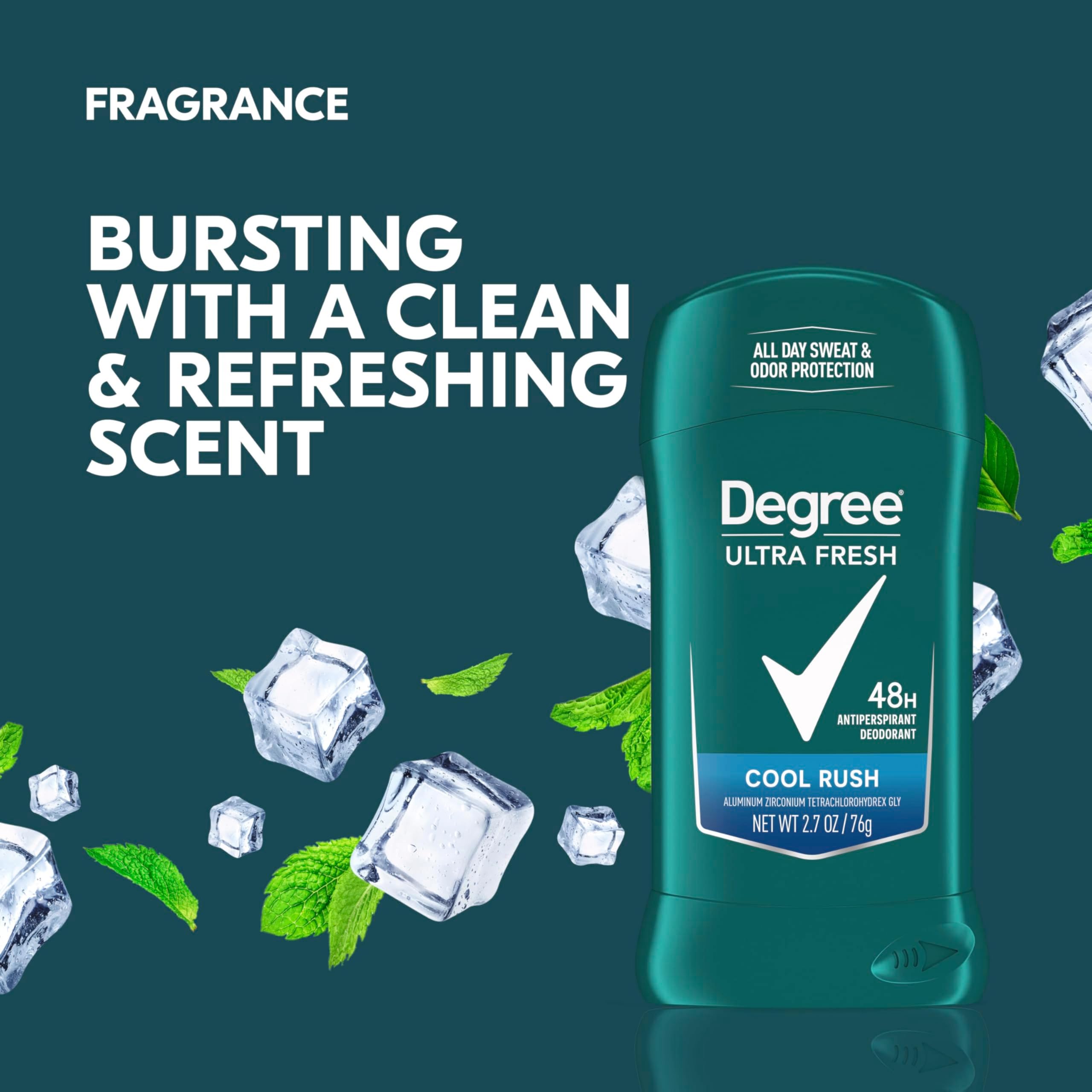 Degree Men Ultra Fresh Antiperspirant Deodorant Stick for Men - 4 Pack Cool Rush Scent, 2.7 oz Each - Long-Lasting Odor & Wetness Protection for Active Lifestyles, Gym & Workout Essentials