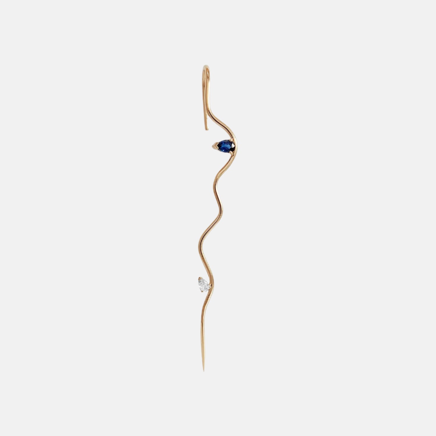 Sapphire Double Splash Wave Needle Earrings - Dainty Blue Gemstone Stud Earrings for Women, Perfect for Parties, Weddings & Everyday Wear
