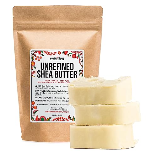 Premium Raw African Shea Butter - 100% Pure, Unrefined, Natural Skin Moisturizer for Face, Body & Hair Care | Ideal for Soap Making, DIY Whipped Lotion, Lip Balm & Body Oil | 1 LB Block | Perfect for Dry Skin Relief & Natural Beauty Recipes