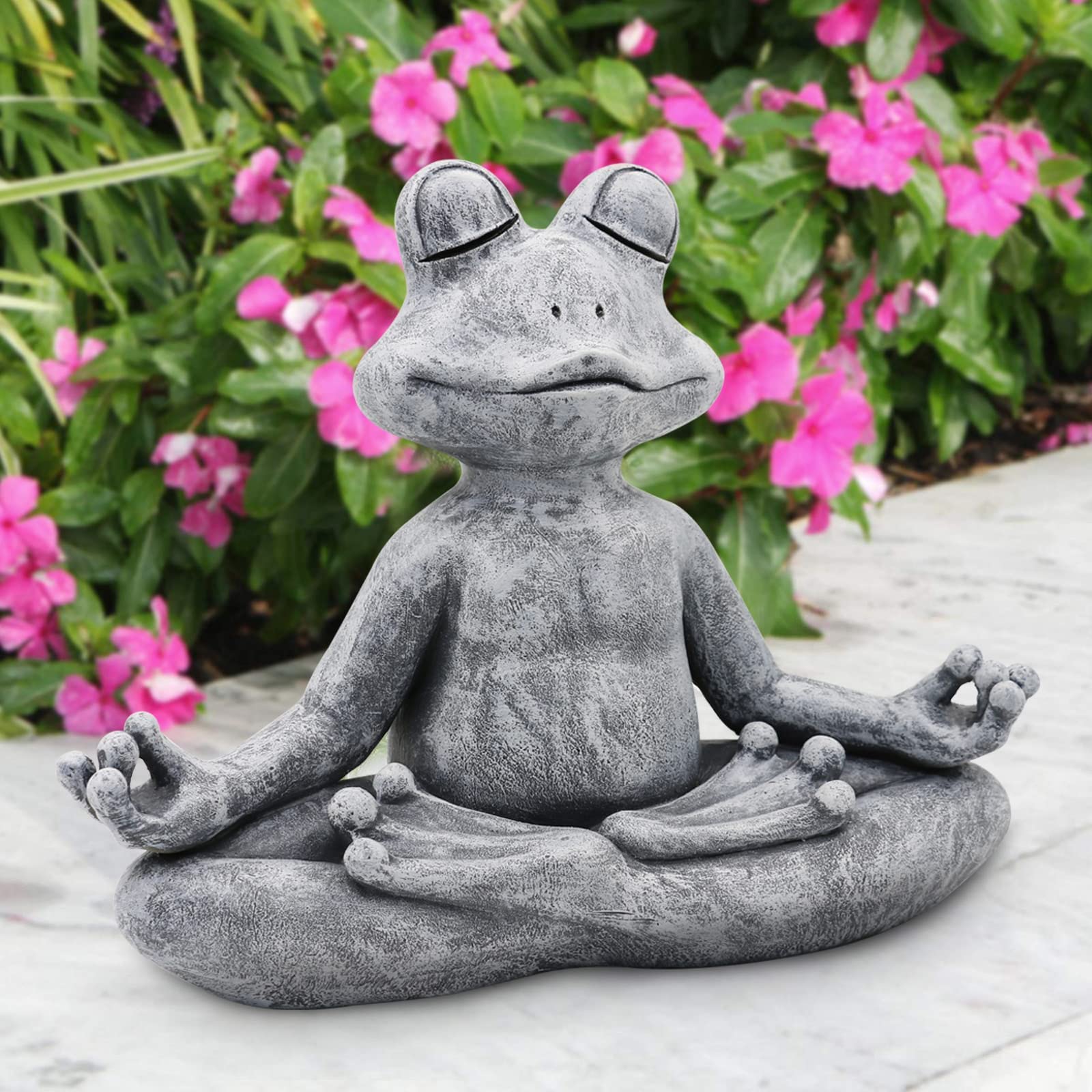 Goodeco Yoga Frog & Lotus Buddha Statue - Handcrafted Zen Decor for Home, Office & Meditation | Perfect Gift for Women, Mom, Birthday, Housewarming & Yoga Lovers | Serene Decor for Living Room, Bedroom or Garden