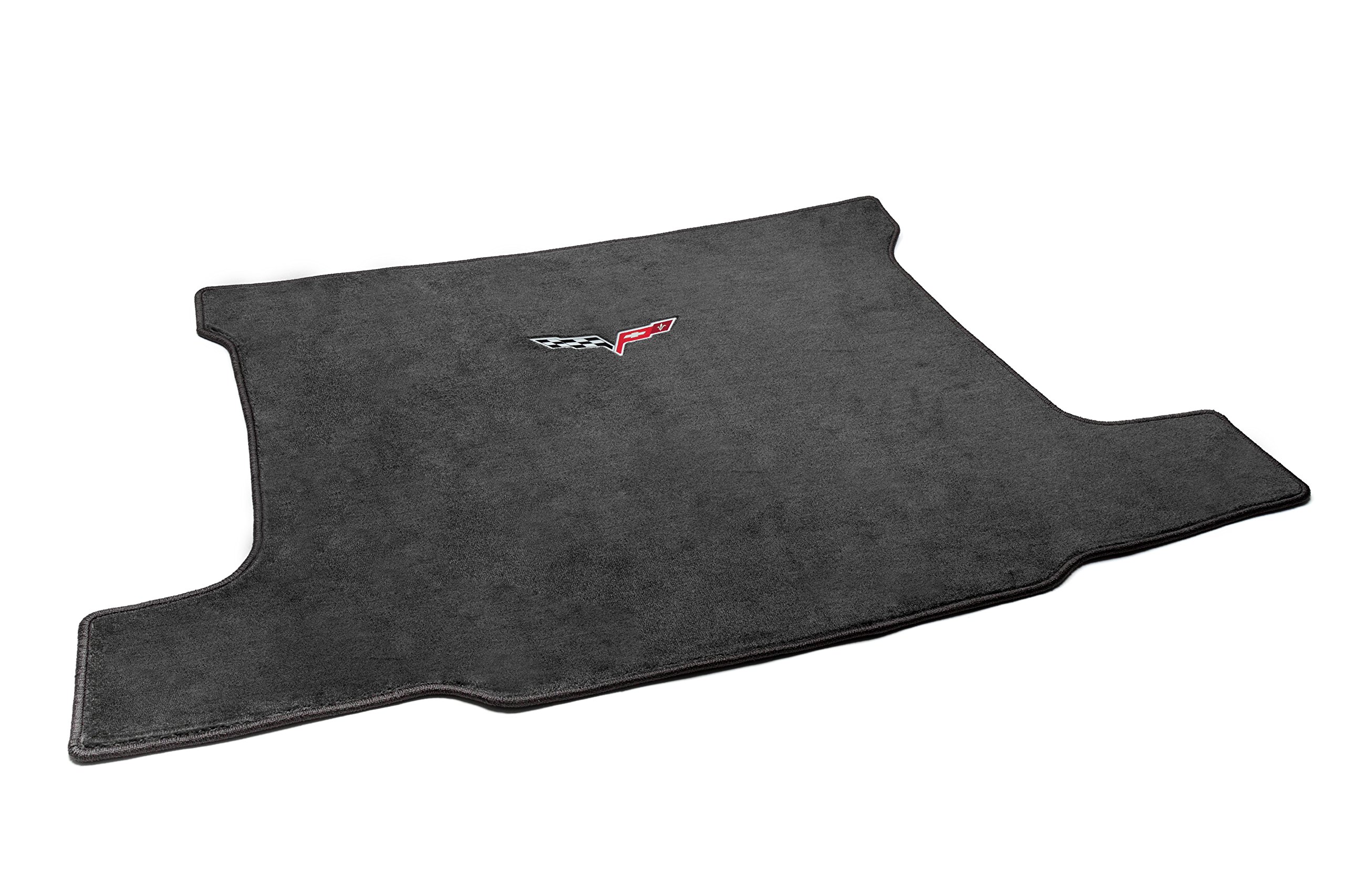 GM Accessories 17802516 Corvette Flag Logo Cargo Area Carpeted Mat - Ebony Black Car Floor Mat for Chevrolet Corvette, Perfect for Trunk Protection & Custom Style