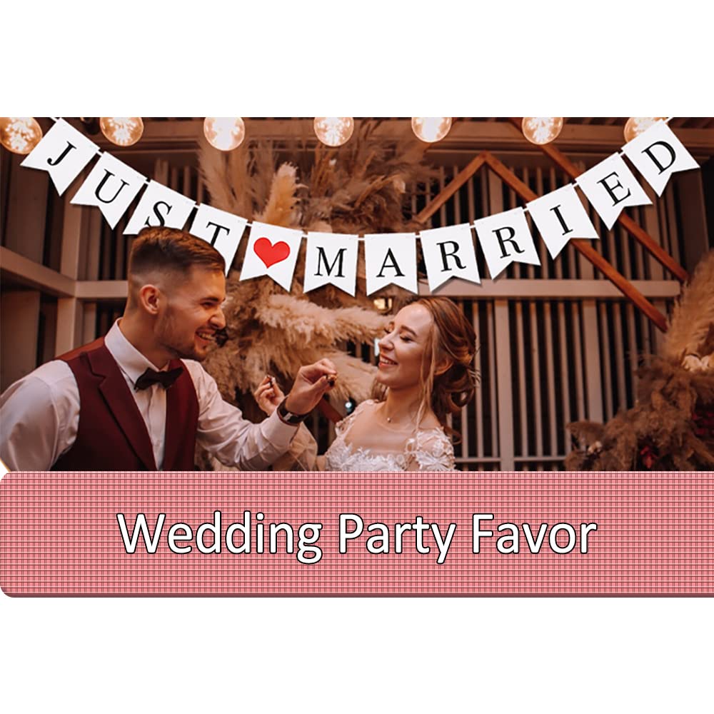 Just Married Car Decorations - Wedding Car Banner & Sign for Honeymoon, Photo Props & Vehicle Decor | Perfect for Wedding Getaway, Bridal Shower & Newlywed Photos