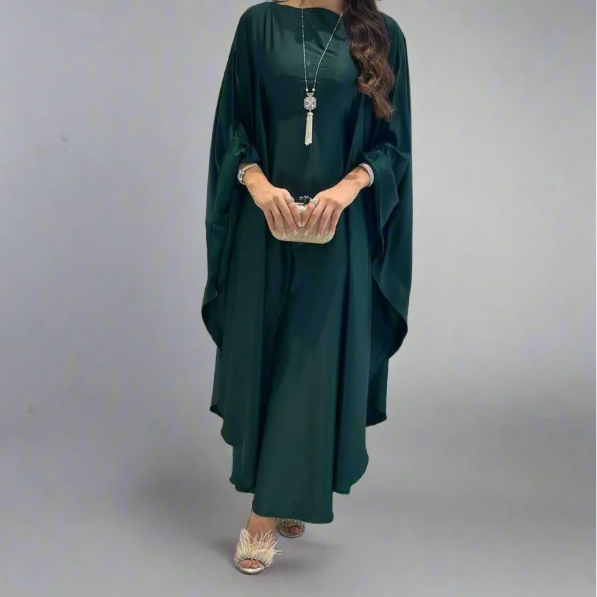 Urgarment Farasha Abaya Dress with Batwing Sleeves - One Size Fits All (#25096) | Elegant Muslim Women's Prayer Dress for Mosque & Special Occasions
