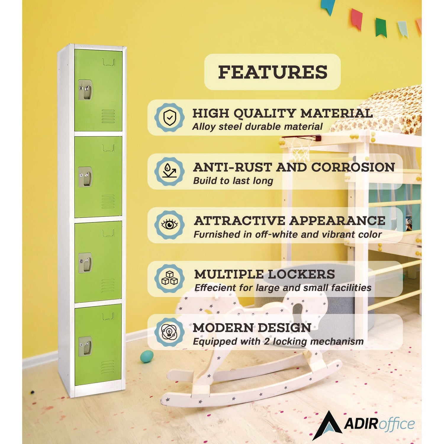 AdirOffice 4-Compartment Steel Storage Locker - 12