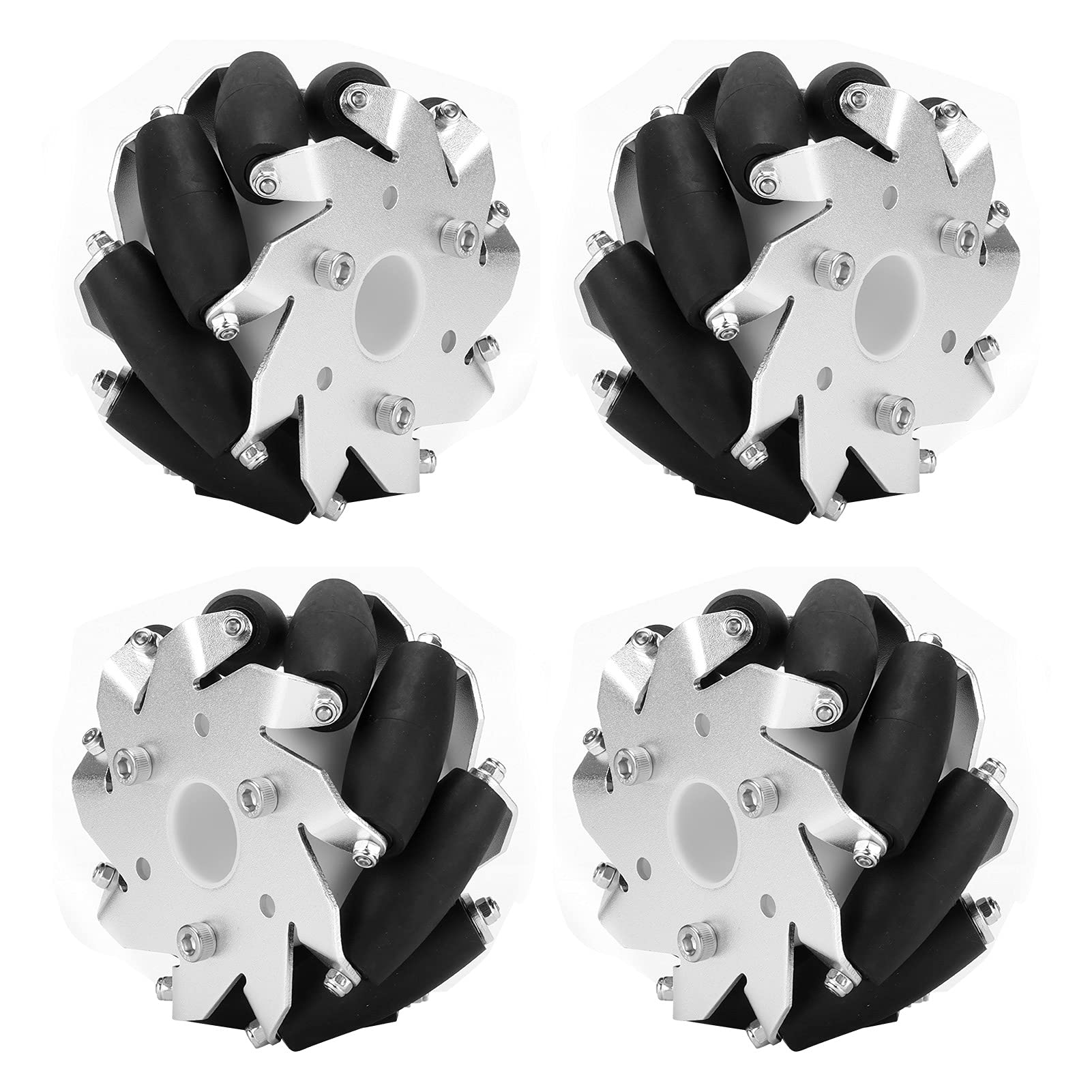 4Pcs 100mm Mecanum Omni Wheels Set - Steel Drive Wheels for RC Cars, Robot Cars & Model Vehicles (Part#14162) | Perfect for DIY Robotics, STEM Projects & Remote Control Car Upgrades