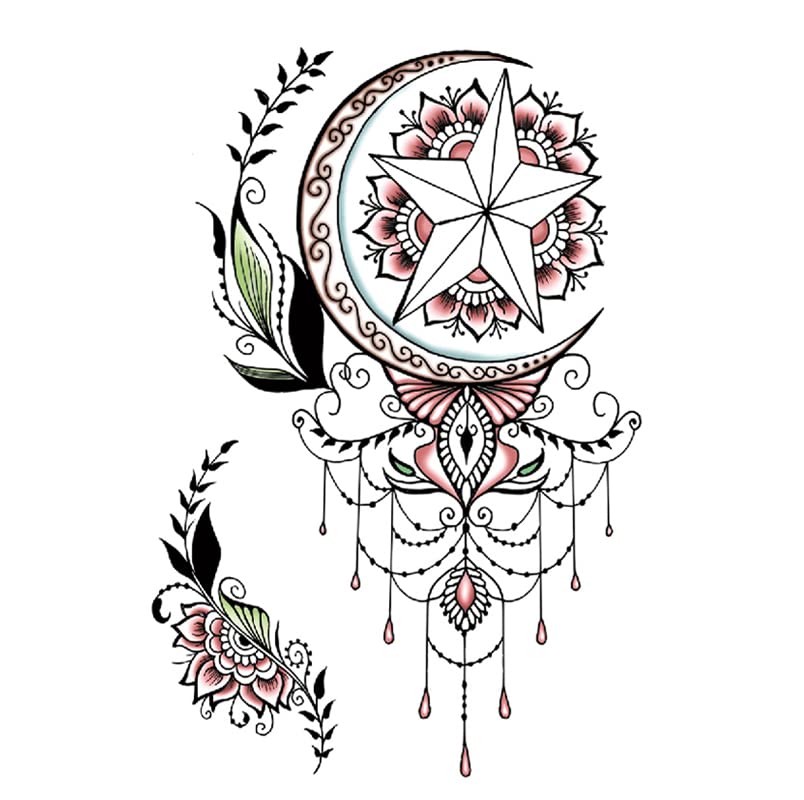 7 Sheets 3D Temporary Tattoos - Realistic Fake Tattoo Stickers for Adults & Kids - Waterproof Body Art for Arms, Legs & Shoulders - 14.8x21cm Black Star Designs - Perfect for Parties, Halloween, Cosplay & Fashion Events