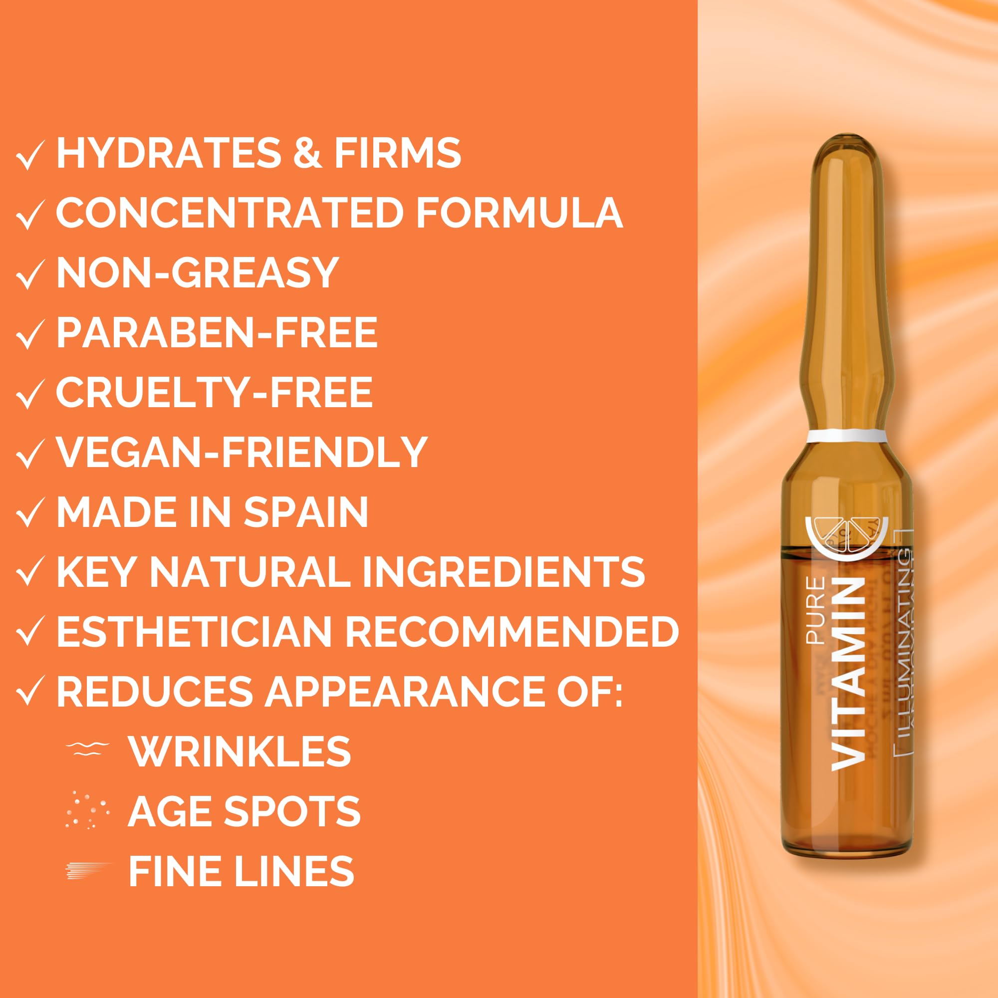 Noche Y Dia Vitamin C Ampoule Oil - Anti-Aging Face Moisturizer Serum with Ascorbic Acid for Hydration & Firming | Collagen Boosting Skincare Treatment | 12 x 2mL (.07 fl oz) | Perfect for Night & Day Use, Dry Skin Care Routine & Youthful Glow Enhancement