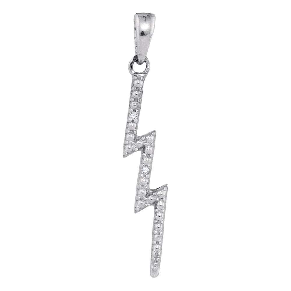 Sterling Silver Women's Round Diamond-Accent Lightning Bolt Pendant Necklace - 0.01 CTTW - Elegant Jewelry Gift for Her, Perfect for Everyday Wear & Special Occasions