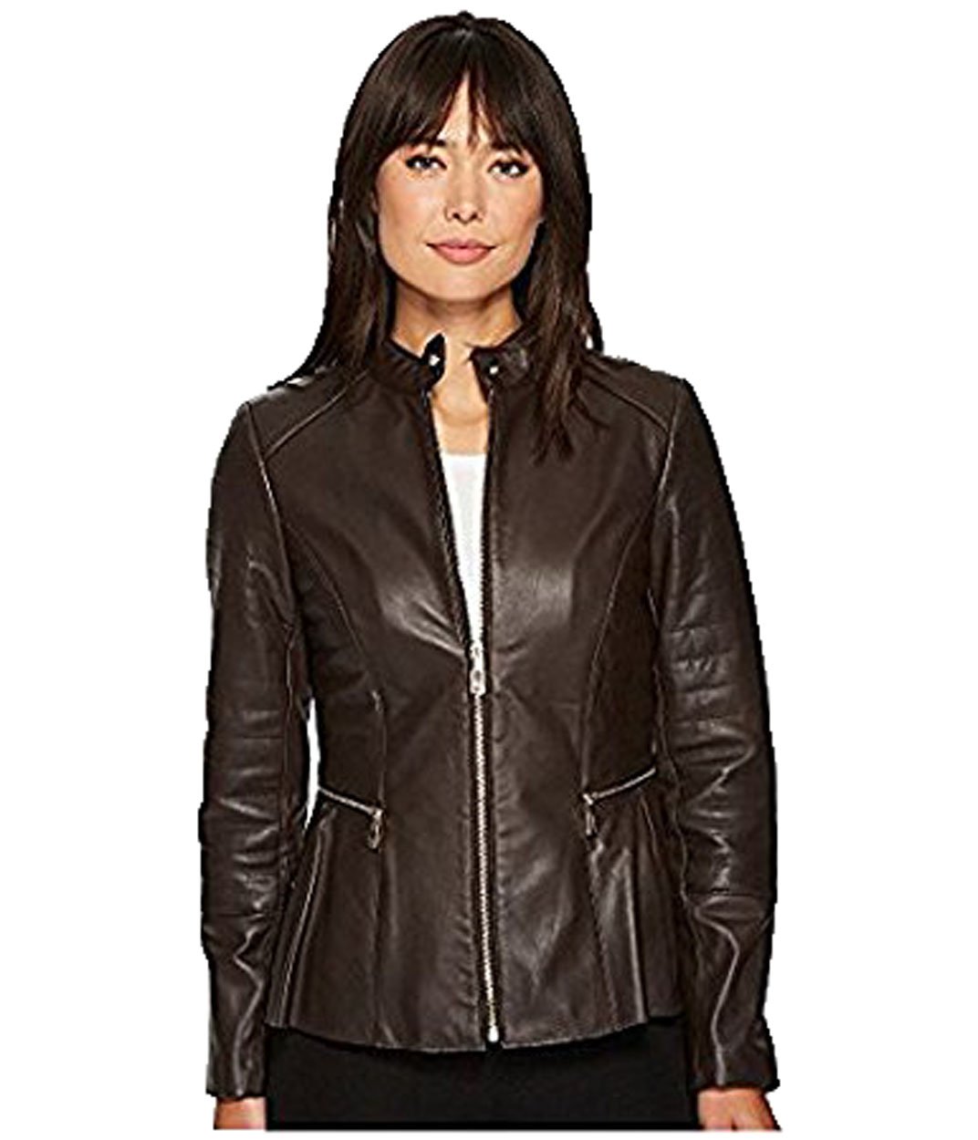 SID Women's Dark Brown Lambskin Leather Biker Jacket - Stylish Motorcycle Outerwear for Casual & Night Out Fashion