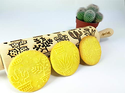 Algis Crafts Cactus Embossing Rolling Pin - Embossed Dough Roller for Baking, Cookies & Pastry Making | Perfect for DIY Desserts, Wedding Favors & Home Decor