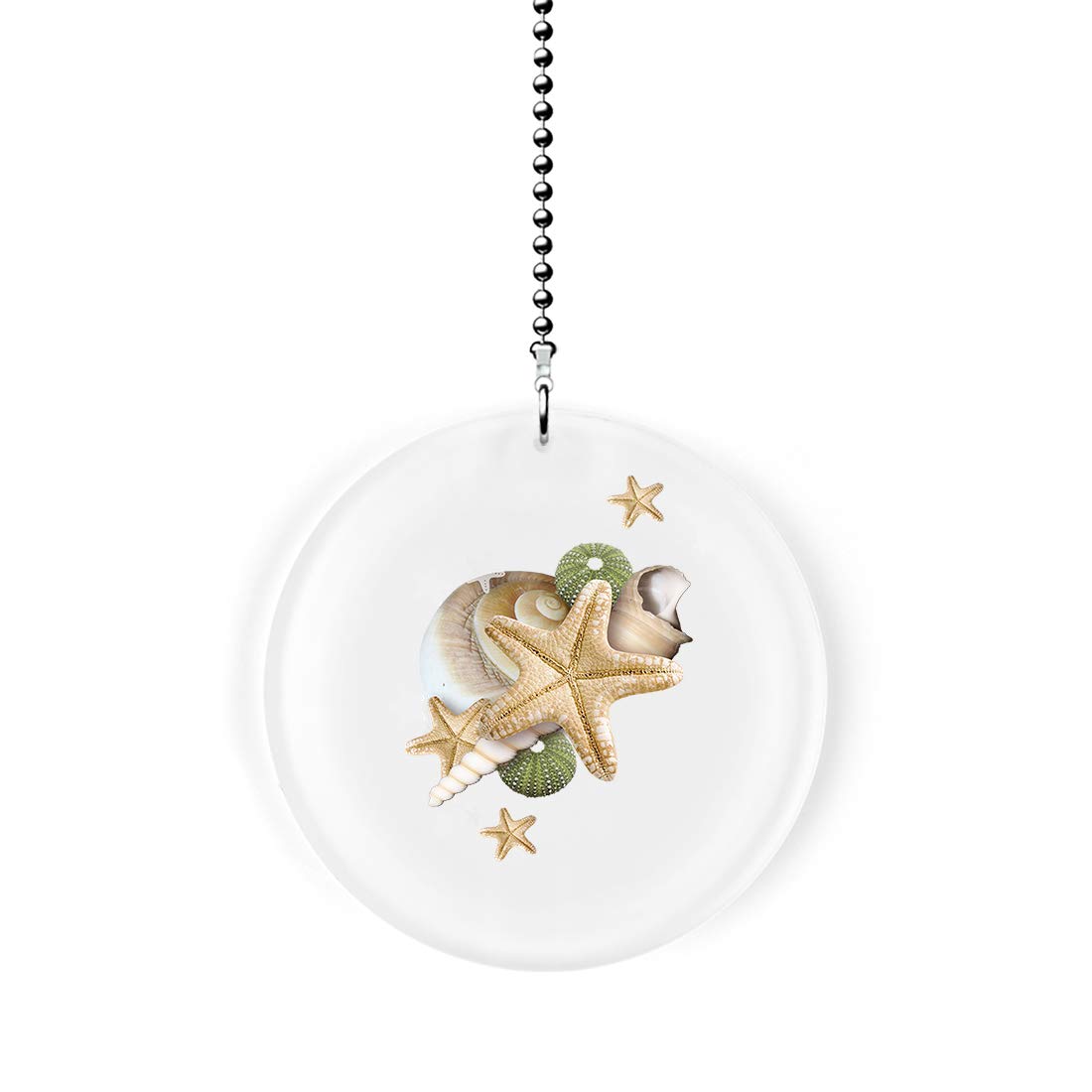 Starfish and Seashells Ceiling Fan Pull Chain - Nautical Themed Light Switch Cord for Coastal Home Decor, Beach House, Bathroom & Bedroom
