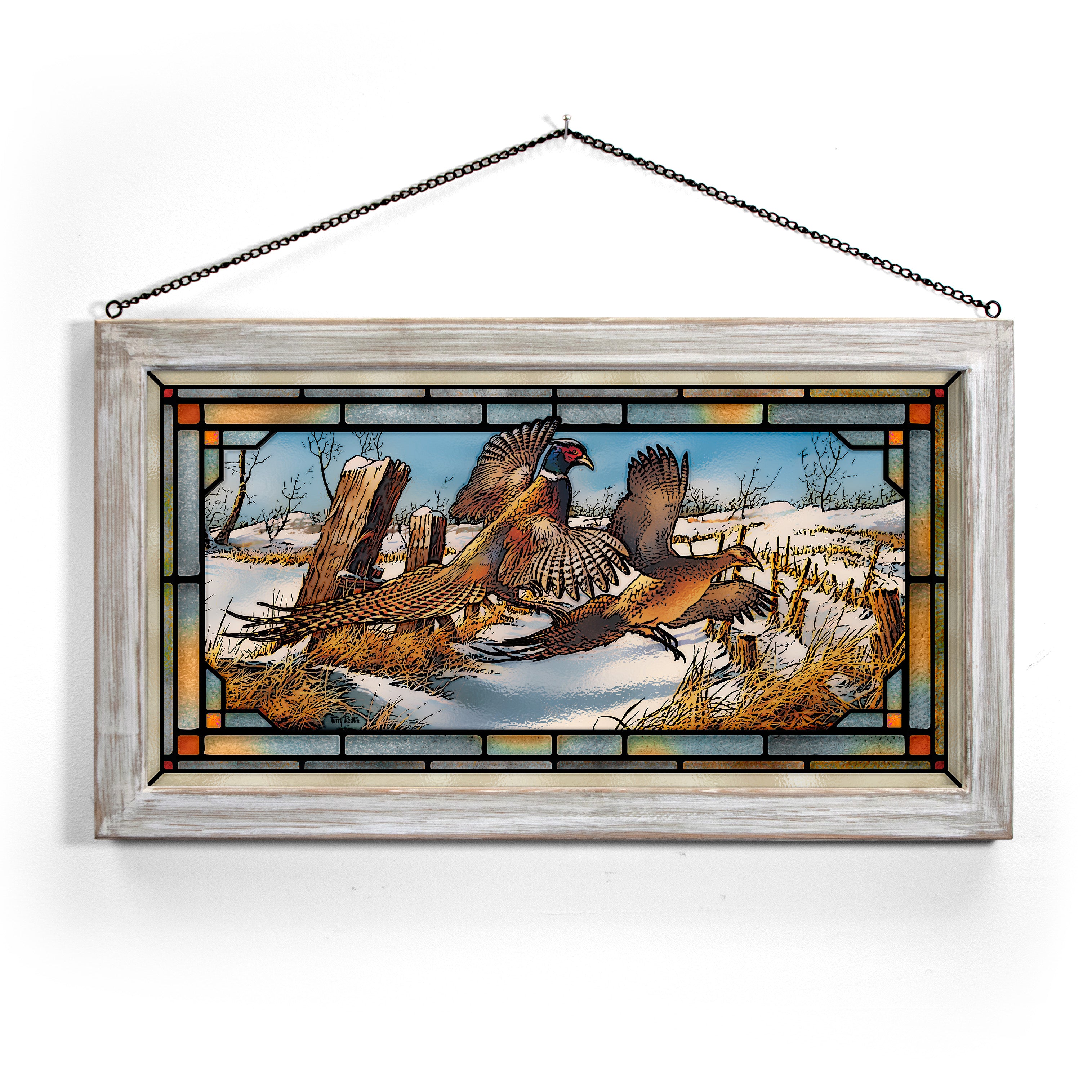13 x 23 Stained Glass Art Panel - Handcrafted Pheasant Design for Home Decor, Window Hangings & Gifts | Perfect for Living Rooms, Bedrooms & Church Decorations