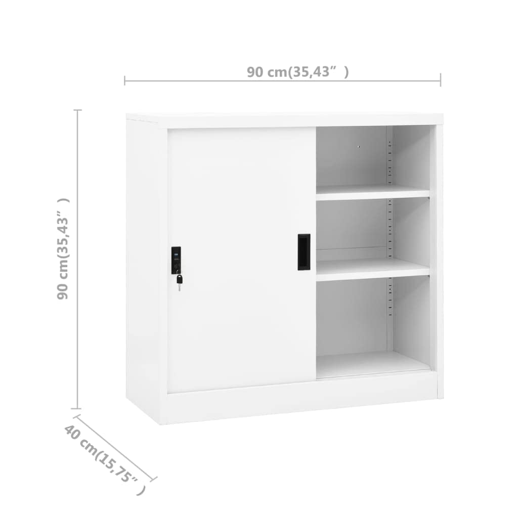 White Steel Display Cabinet with Lock - 35.4