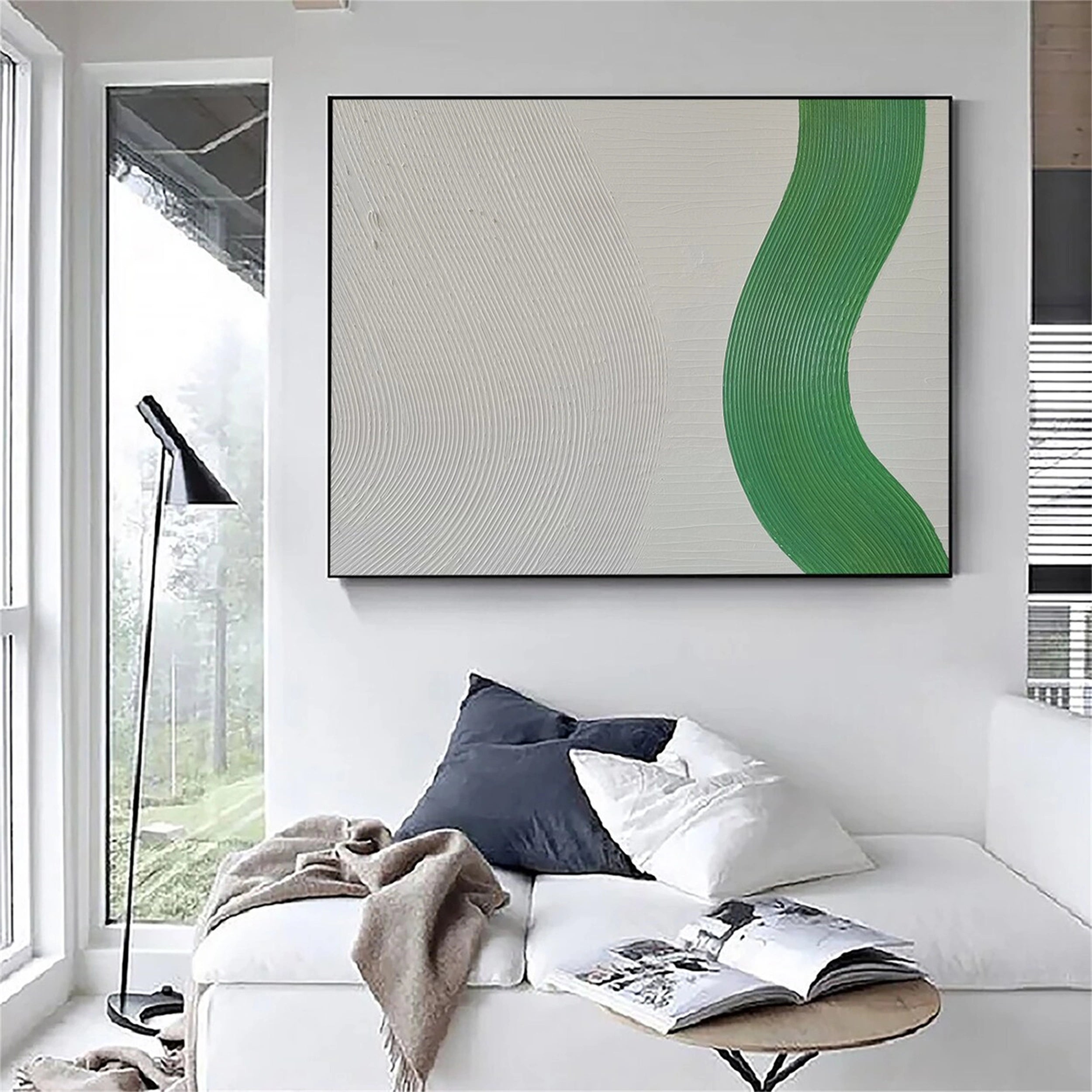 Blue & Green Abstract Wall Art Painting #BG017 - Modern Canvas Print for Living Room, Bedroom & Office Decor