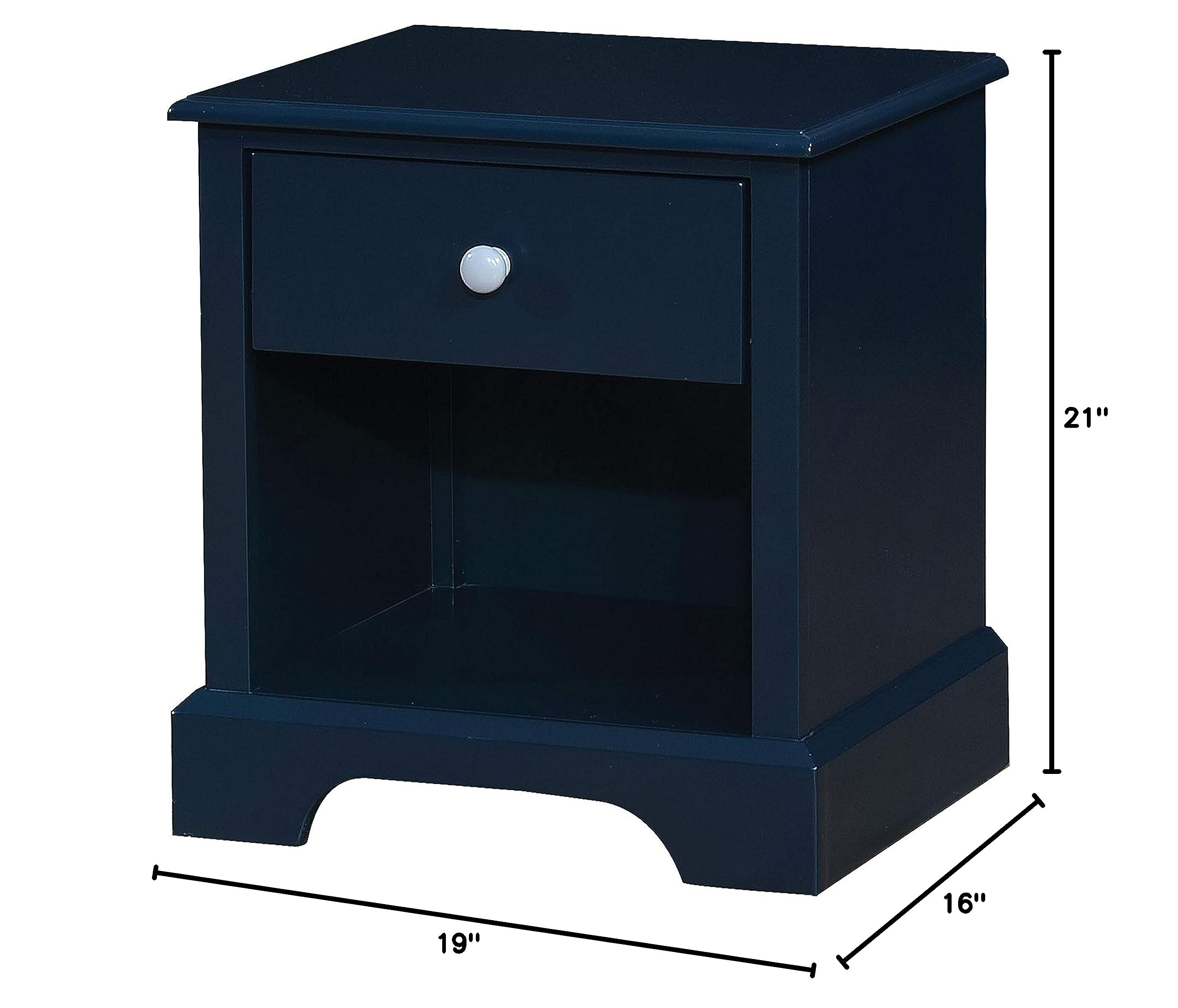 Decker Contemporary 1-Drawer Wood Kids Nightstand in Blue - Modern Children's Bedroom Furniture for Storage & Organization - Perfect for Bedside Essentials, Books, and Toys