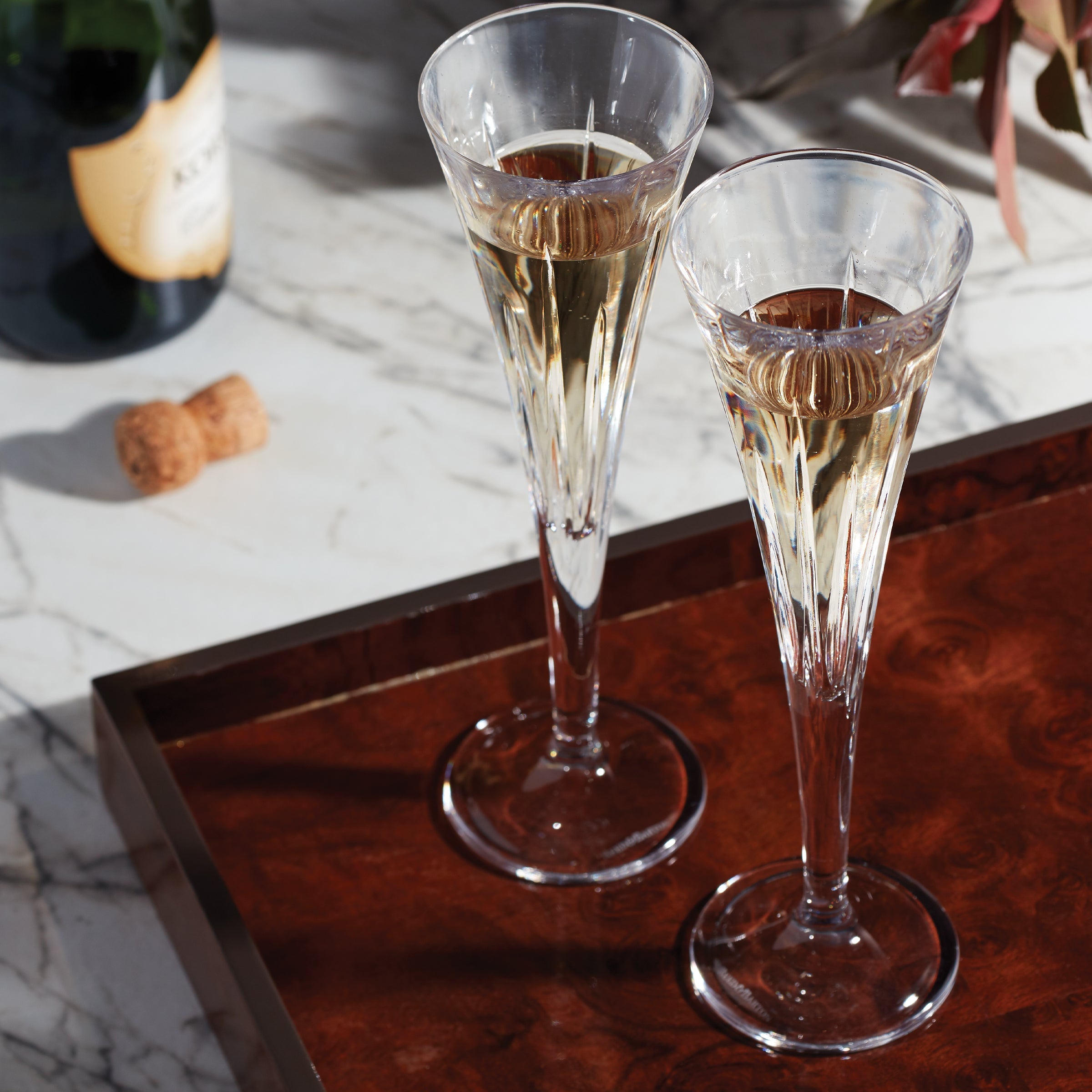 Elegant Soho Crystal Champagne Flutes Set of 2 - Wedding Toast Glasses for Bridal Shower, Anniversary & Romantic Celebrations