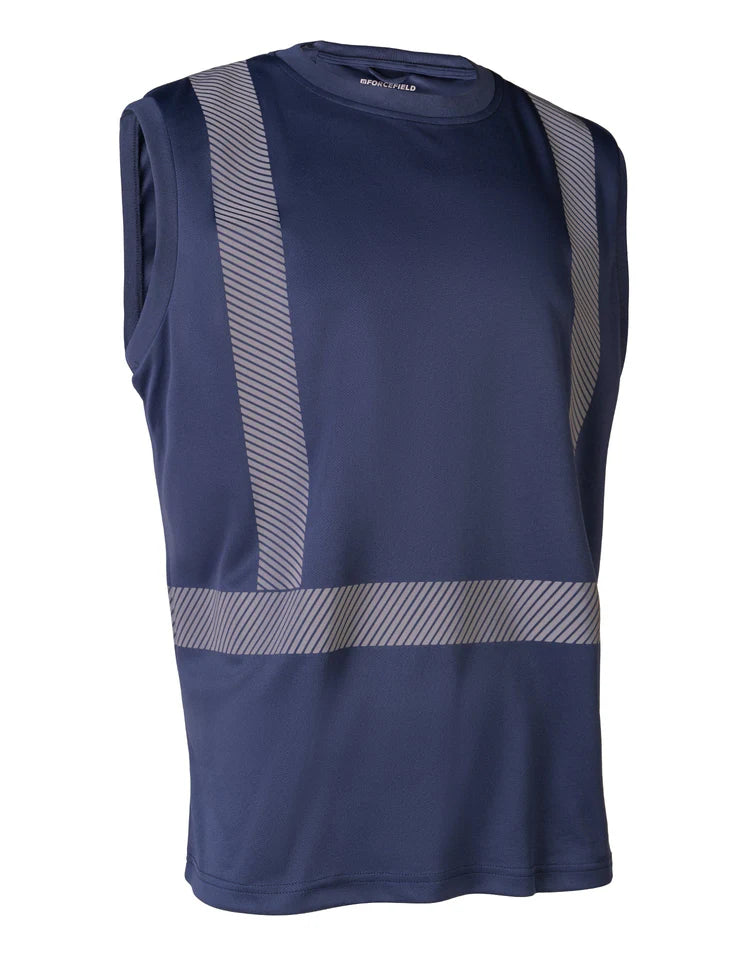 High Visibility Sleeveless Safety Tee - Forcefield 022 BEPMT Reflective Workwear for Construction, Cycling & Night Running