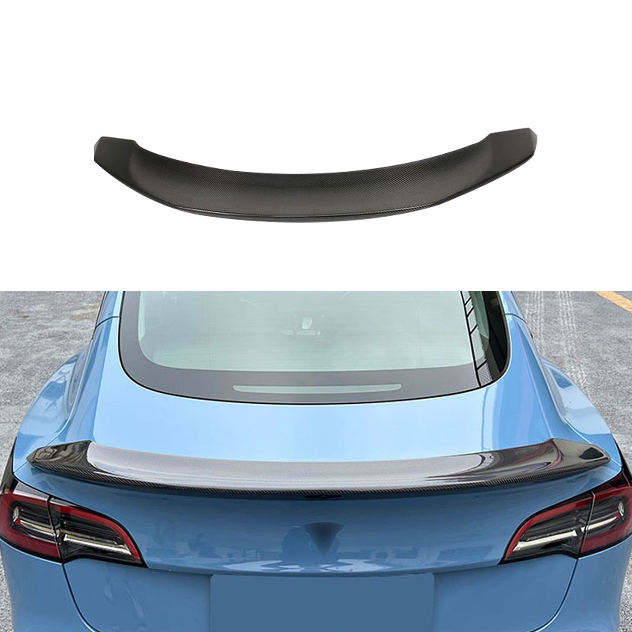 Premium Real Carbon Fiber V-Style Rear Spoiler for Tesla Model 3 (2017-2023) - Enhance Aerodynamics & Sporty Look - Perfect for Car Enthusiasts & Street Racing