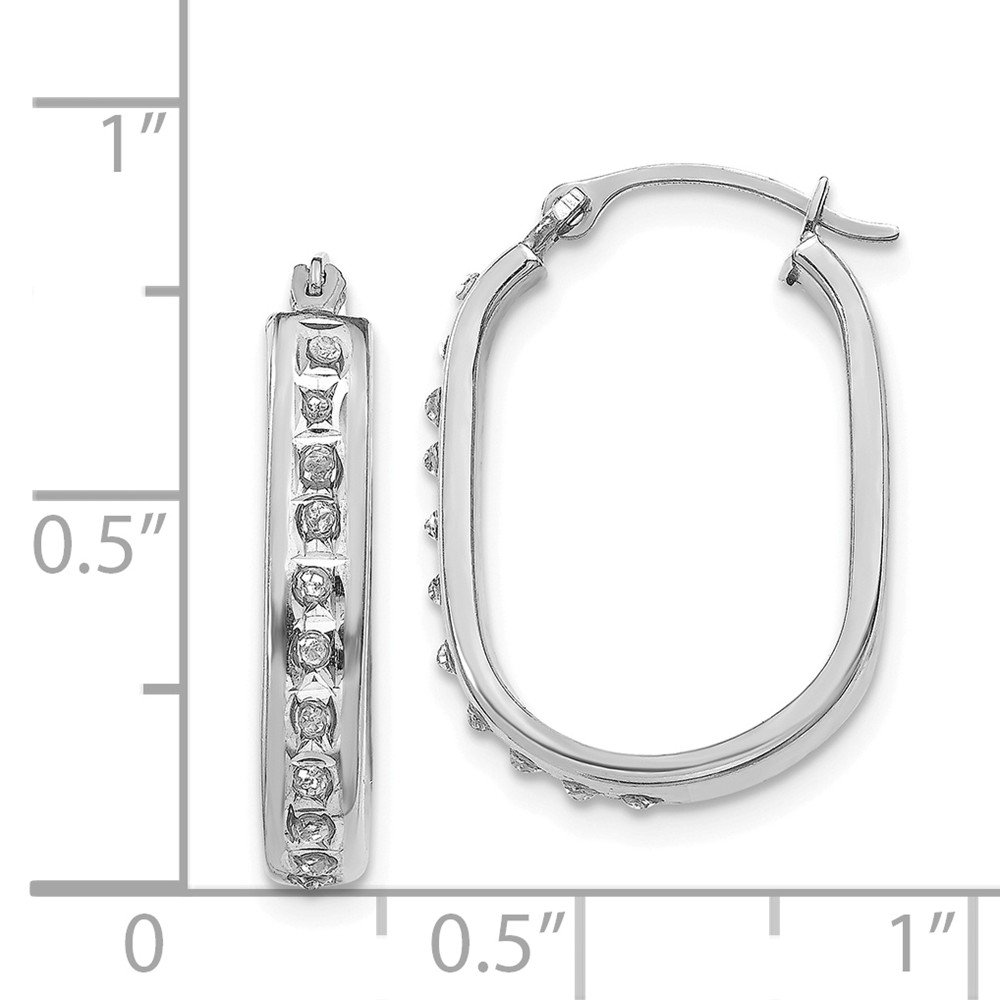 14K White Gold Diamond Hinged Hoop Earrings for Women - Elegant Square Design by Jewels By Lux | Perfect for Weddings, Parties & Special Occasions