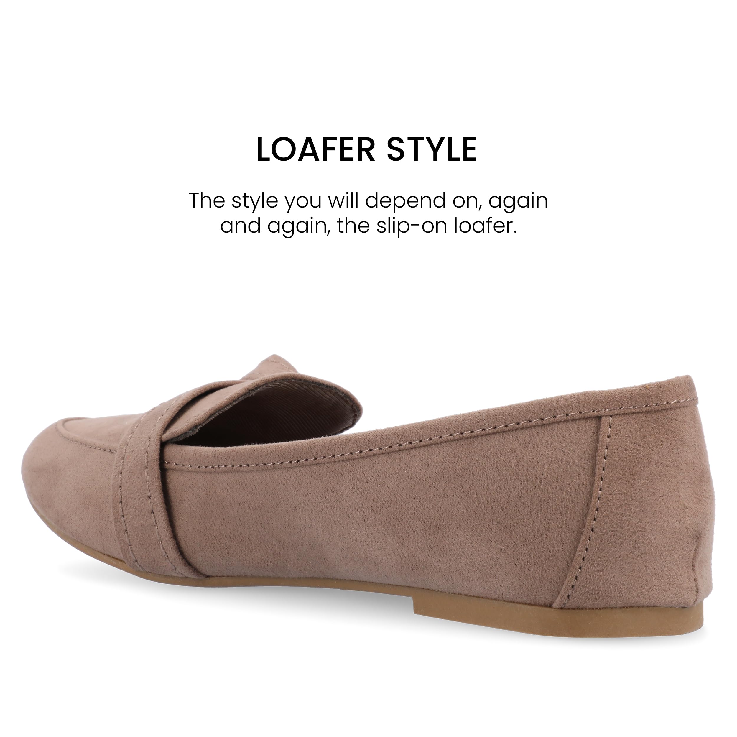 Journee Collection Women's Marci Loafer Flat - Comfortable Slip-On Shoes for Work, Office & Casual Wear | Leather Loafers for Women | Perfect for Business, Travel & Everyday Outfits