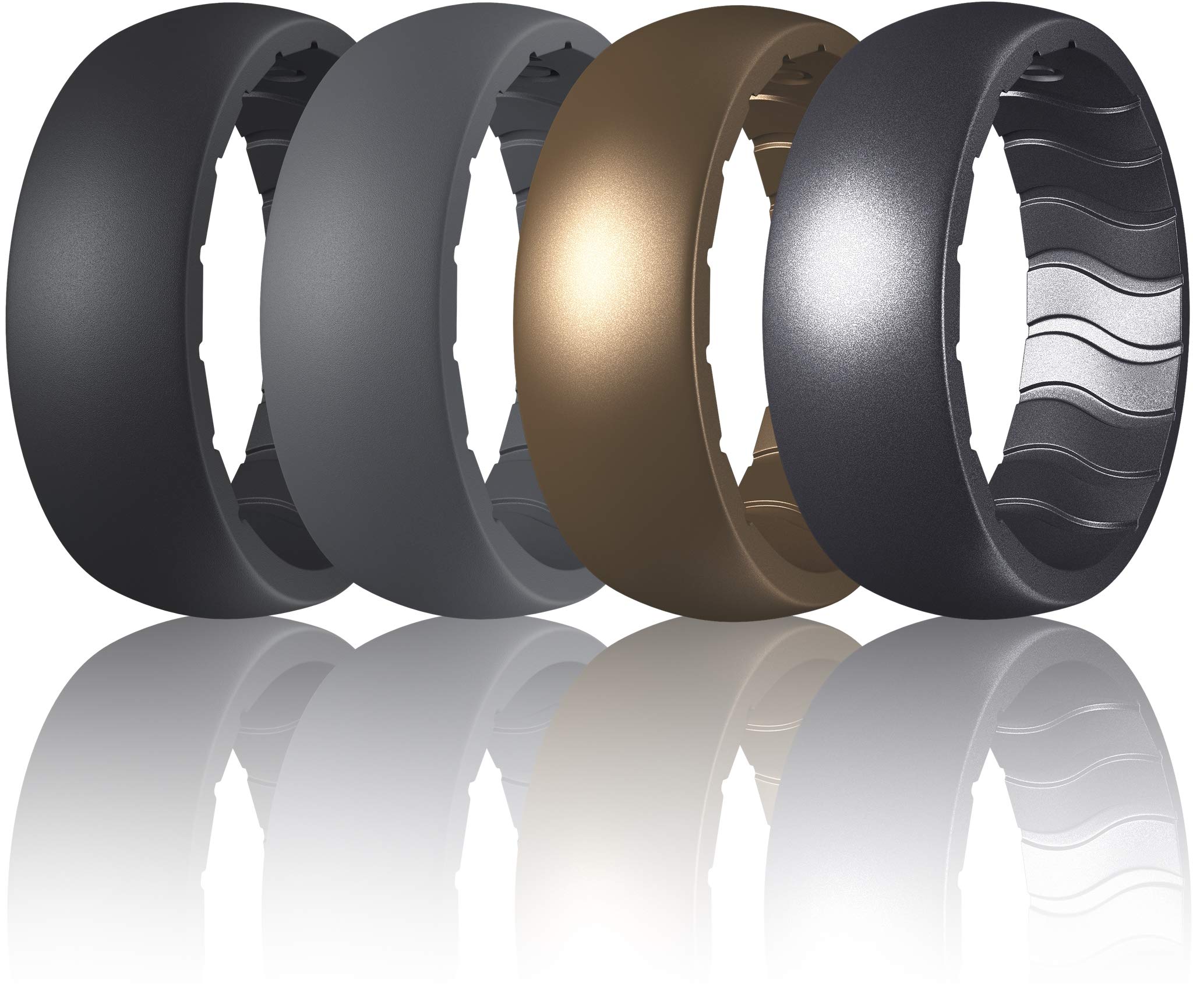 Dookeh Breathable Men's Silicone Wedding Ring - Comfortable Rubber Band for Men in Black, Blue & Camo - Perfect for Workout, Gym, Swimming & Outdoor Activities