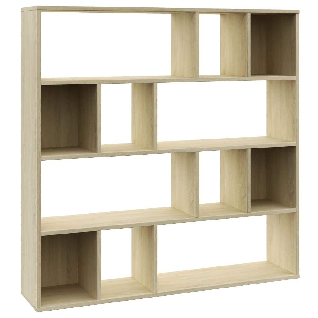 VidaXL 12 Compartment Room Divider & Bookcase - Sonoma Oak Engineered Wood Bookshelf, Versatile Display Rack & Room Partition Screen for Living Room, Bedroom, Office & Dorm Organization