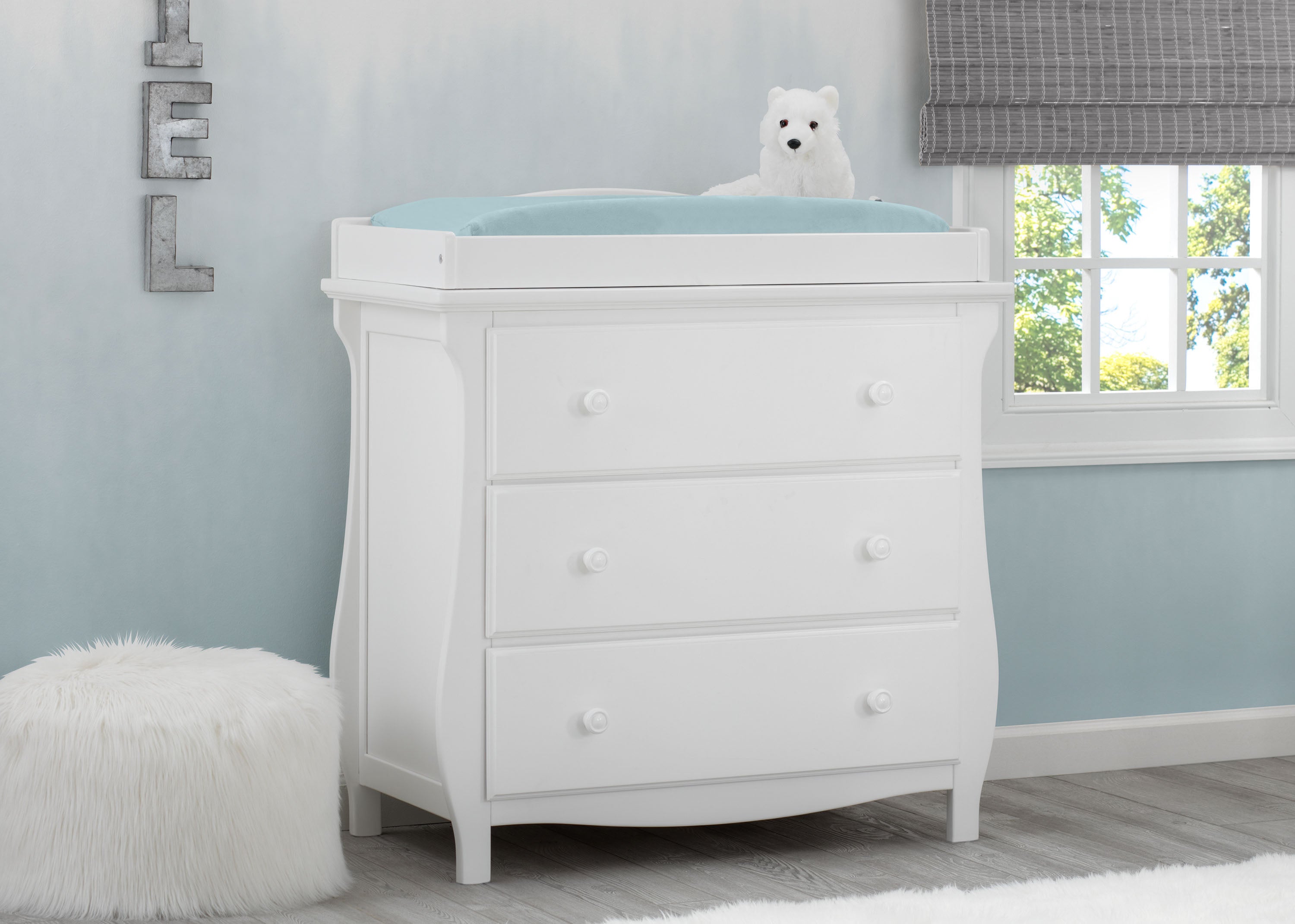 Lancaster 3 Drawer Dresser with Changing Table Top & Secure Interlocking Drawers - Perfect Nursery Storage Solution for Baby Clothes, Diapers & Essentials