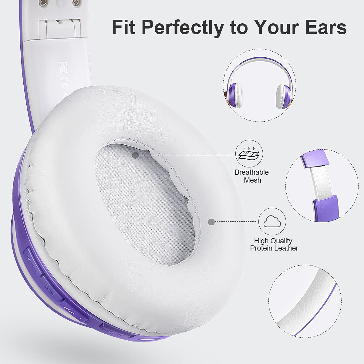 IFECCO Wireless Bluetooth Over-Ear Headphones with Built-in Mic, 3.5mm Cable for Wired Mode, Soft Earpads, 40H Battery Life & HD Stereo Sound - Perfect for Travel, Workouts & Gaming