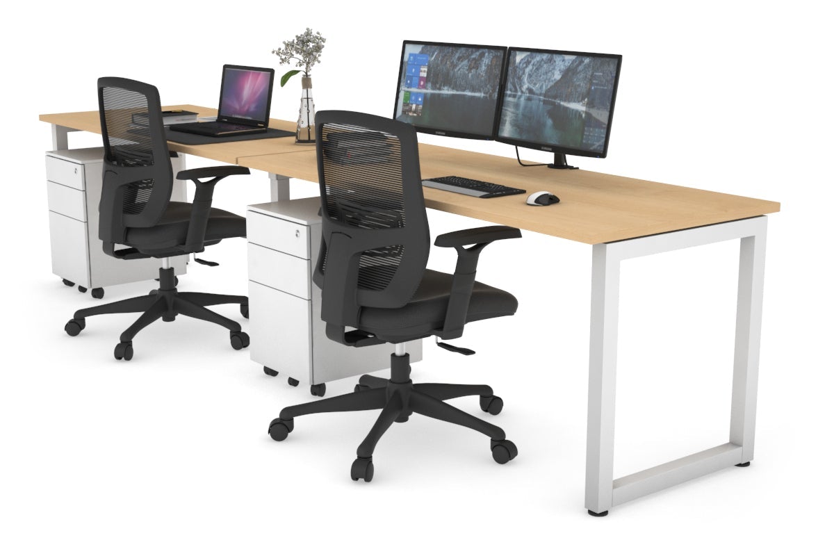 Quadro Loop Legs 2 Person Office Workstation - 1600L x 700W Shared Desk for Collaborative Workspaces, Home Offices & Coworking Spaces