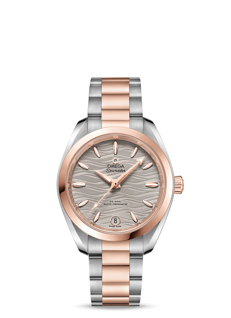 Omega Seamaster Aqua Terra Co-Axial Master Chronometer Women's Watch - 34mm Stainless Steel & 18K Sedna Gold Case - Luxury Automatic Dress Watch for Business, Formal Occasions & Everyday Wear