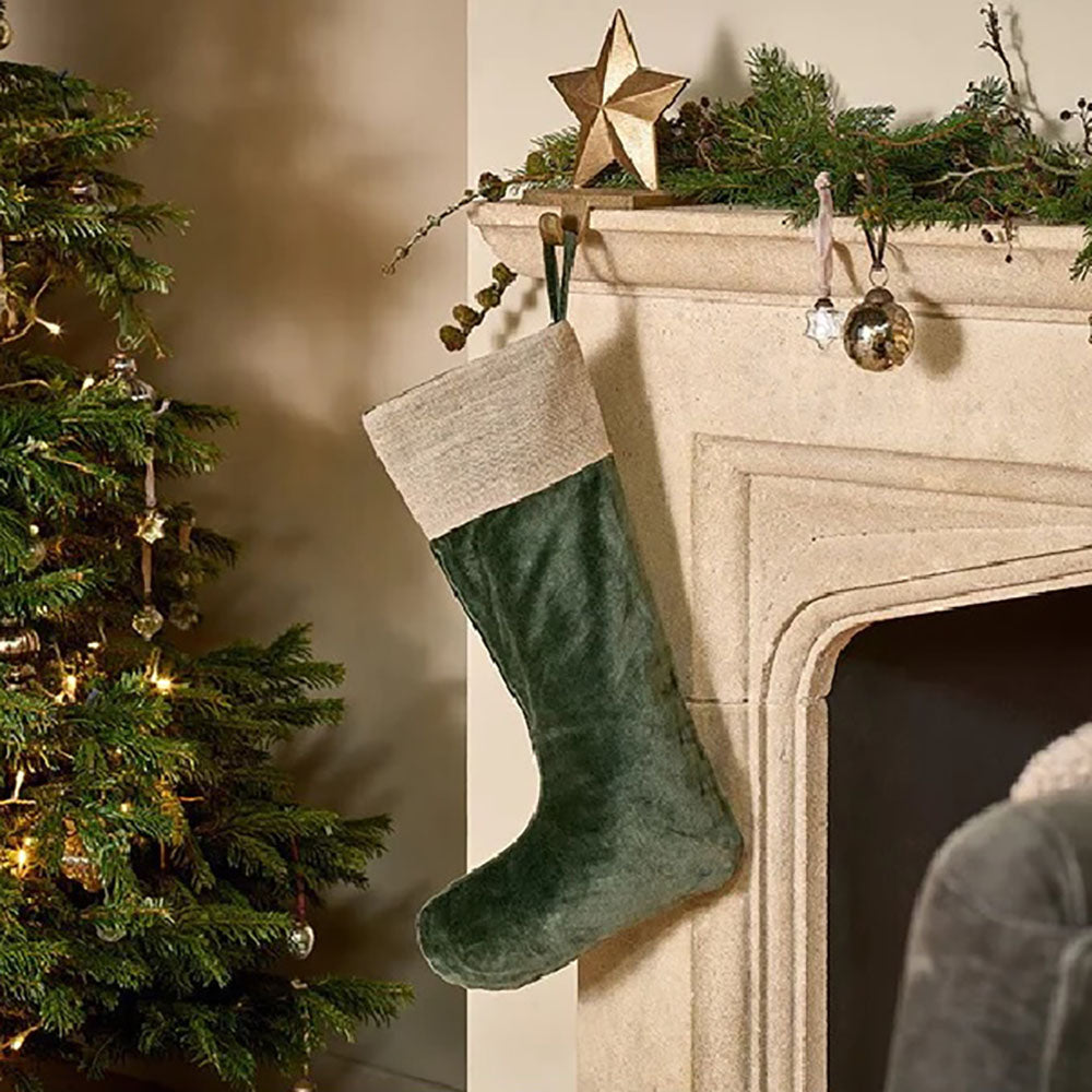 Soft Cotton Velvet Christmas Stocking for Holiday Decor - Perfect for Fireplace Mantel, Gift Giving & Festive Home Decor