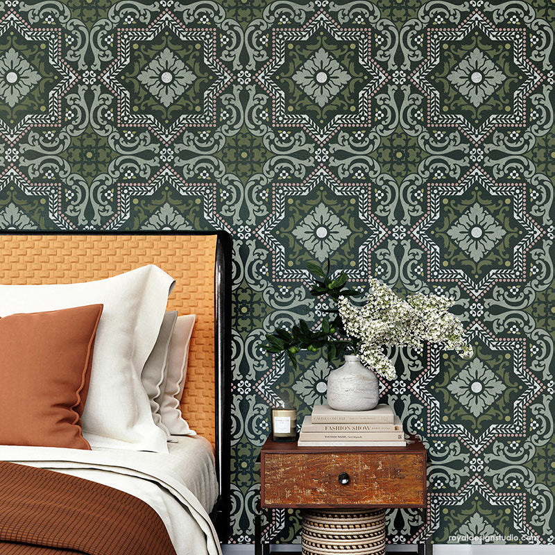 Lisboa Tile Stencil - Reusable DIY Ceramic Stencils for Home Decor, Wall Art & Craft Projects | Perfect for Bathroom, Kitchen Backsplash & Floor Tile Designs