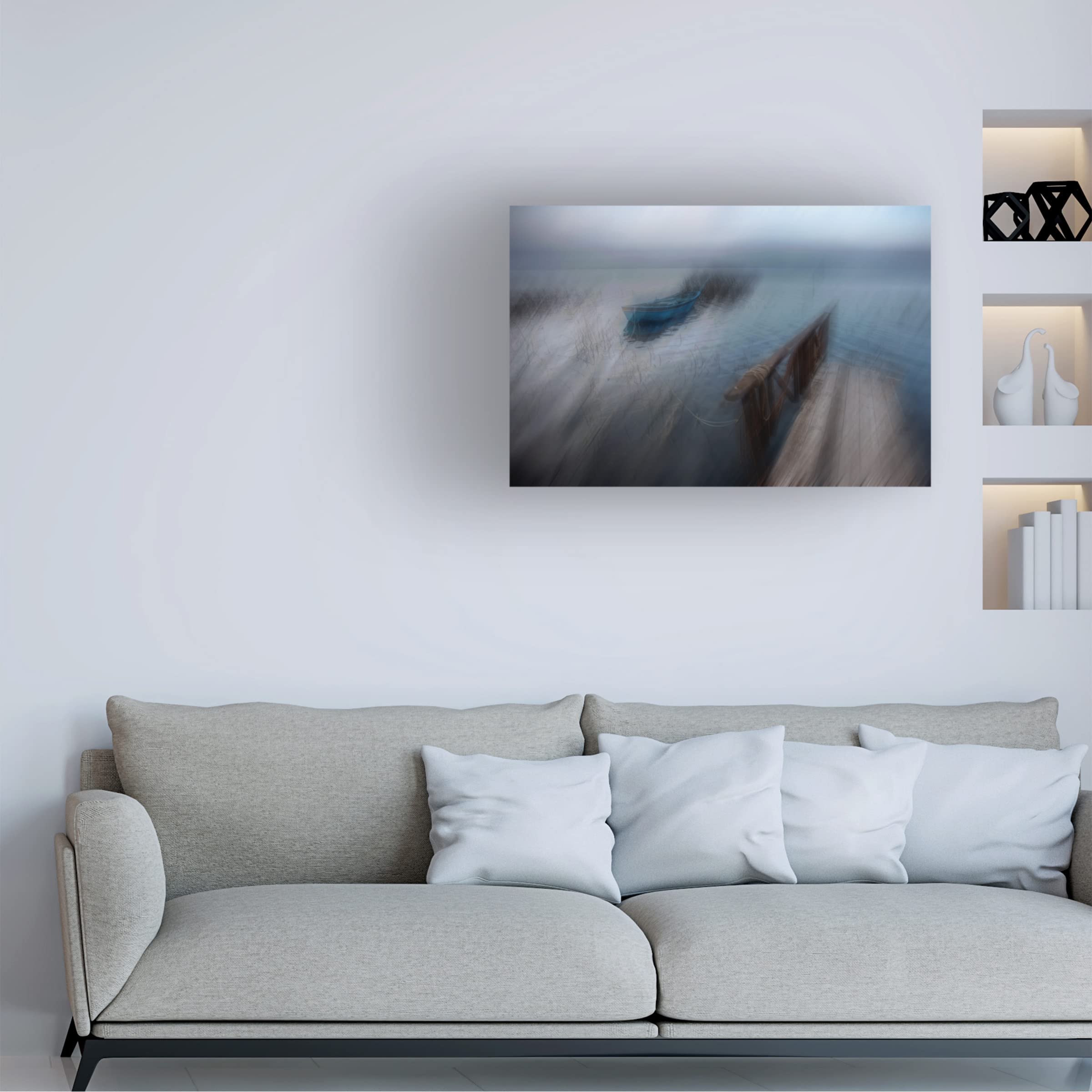 Trademark Fine Art 'Lake' Canvas Wall Art by Sirin Akturk - Stunning Landscape Painting for Living Room, Bedroom & Office Decor