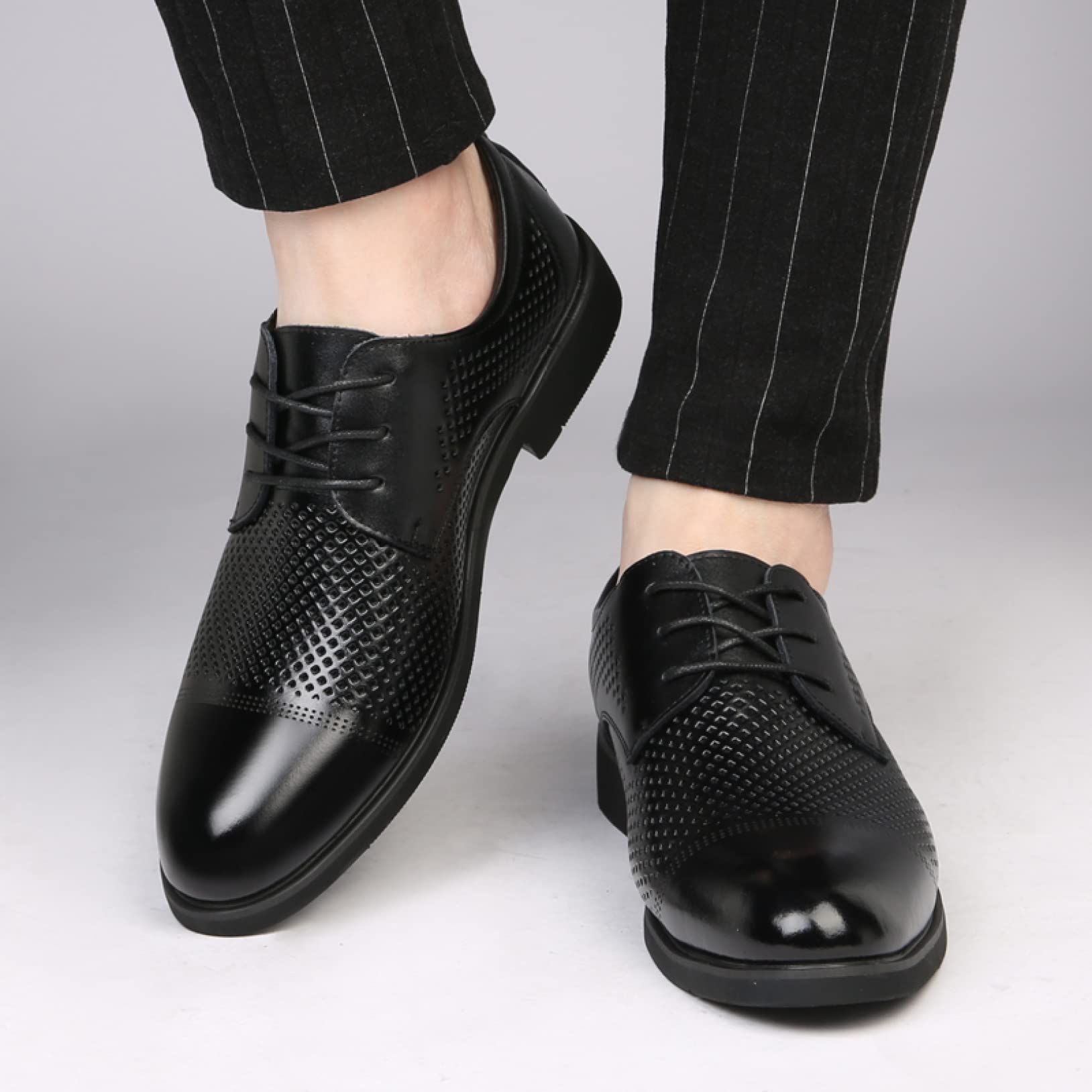 Breathable Men's Dress Shoes - Hollow Design Formal Oxfords for Office, Wedding & Casual Wear | Lightweight & Comfortable for Daily Use, Business Events & Special Occasions