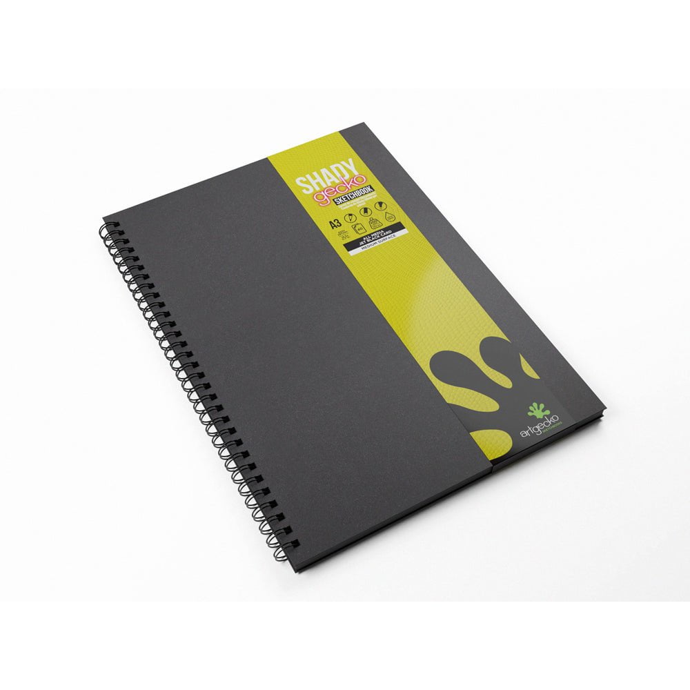 Artgecko Shady Sketchbook A3 Size - 80 Pages (40 Sheets) 200gsm Black Toned Paper - Perfect for Drawing, Sketching & Mixed Media Art - Ideal for Artists, Designers & Students