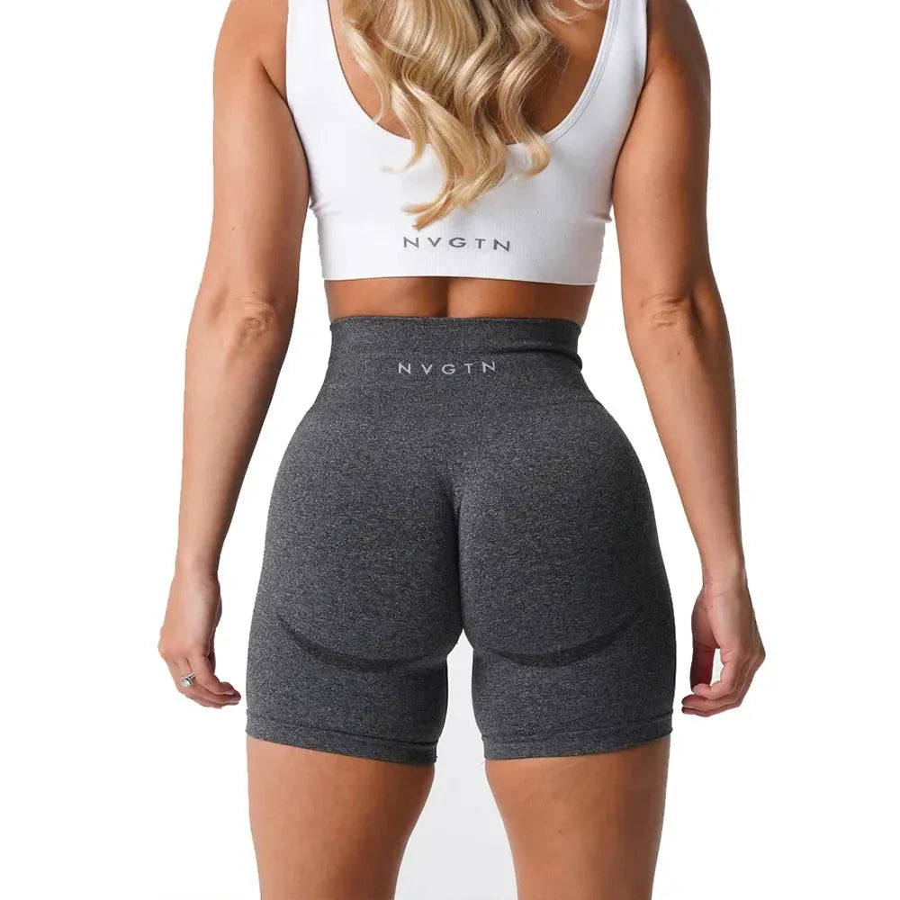 NVGTN High Waisted Seamless Shorts for Women - Smile Contour Yoga Biker Shorts | Perfect for Gym, Workout & Casual Wear