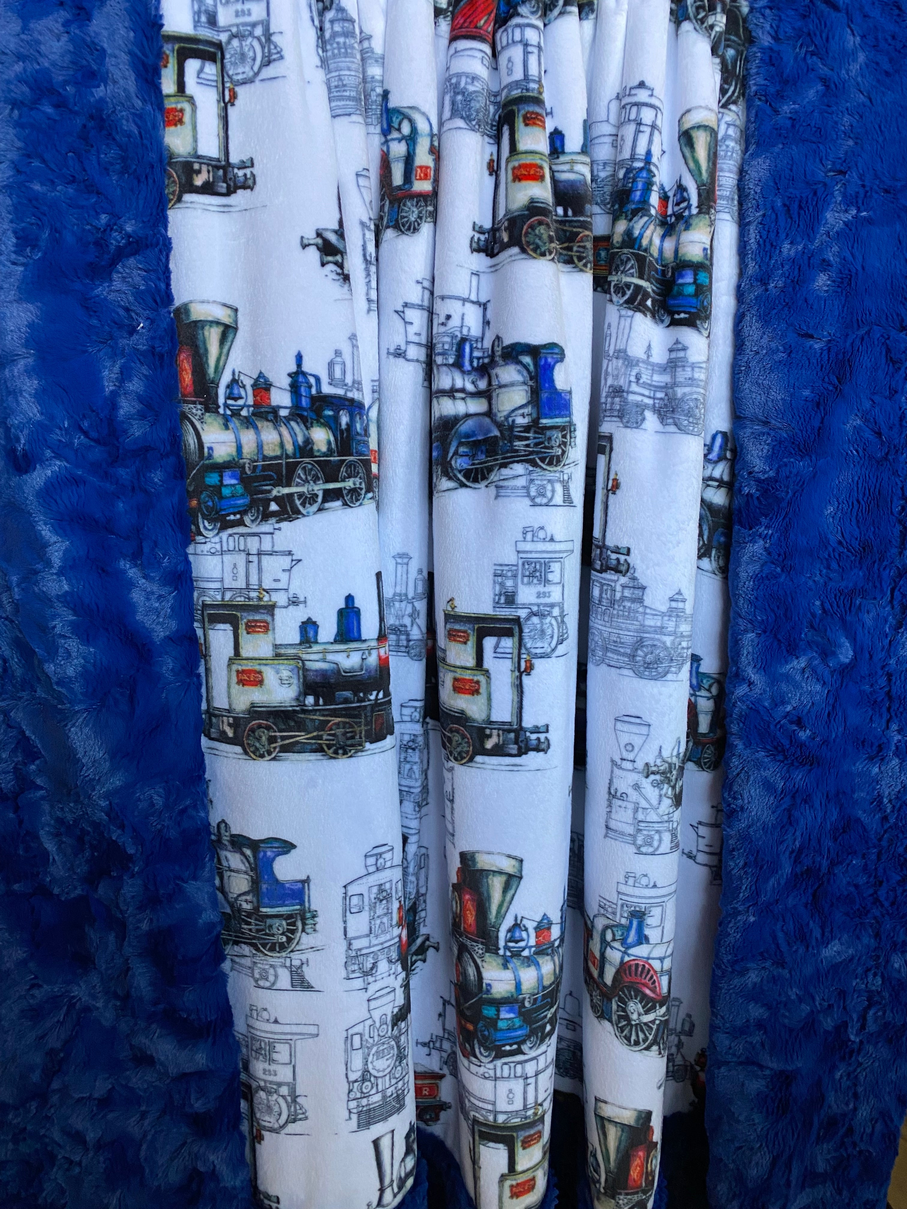 Locomotive Design Midnight Blue Marble Minky Blanket 53x63 - Soft Cozy Throw Blanket for Bed, Sofa & Travel - Perfect Gift for Train Lovers