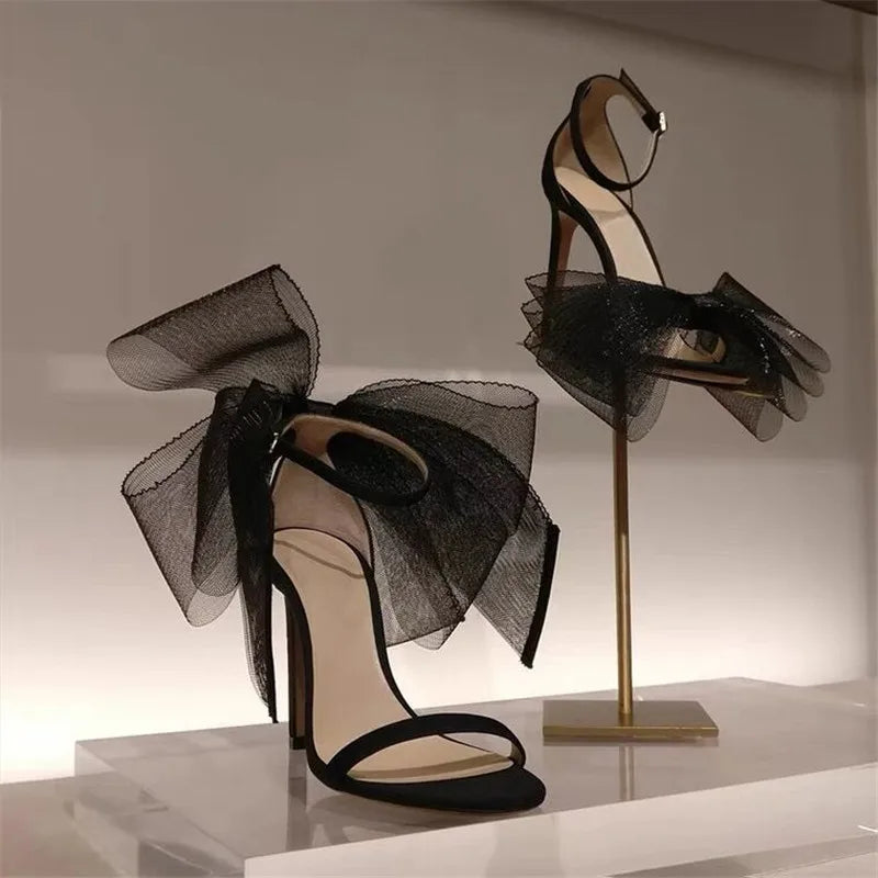 2024 Women's Big Butterfly Knot Sandals - Summer High Heel Pumps with Pointed Toe | Designer Mary Jane Stiletto Shoes for Weddings, Parties & Date Nights