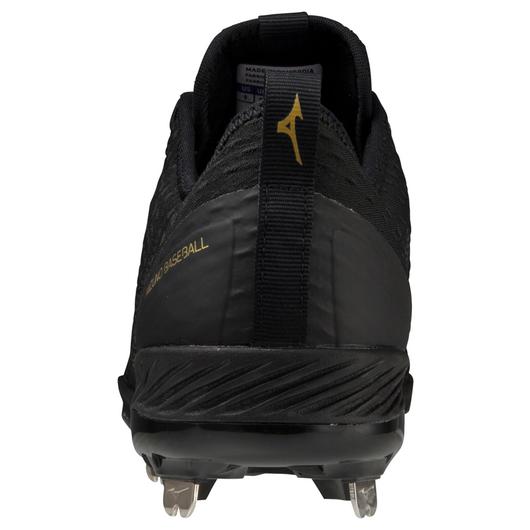 Mizuno Dominant 4 Black Low Metal Baseball Cleats for Men - Lightweight & Durable for Baseball Training & Games