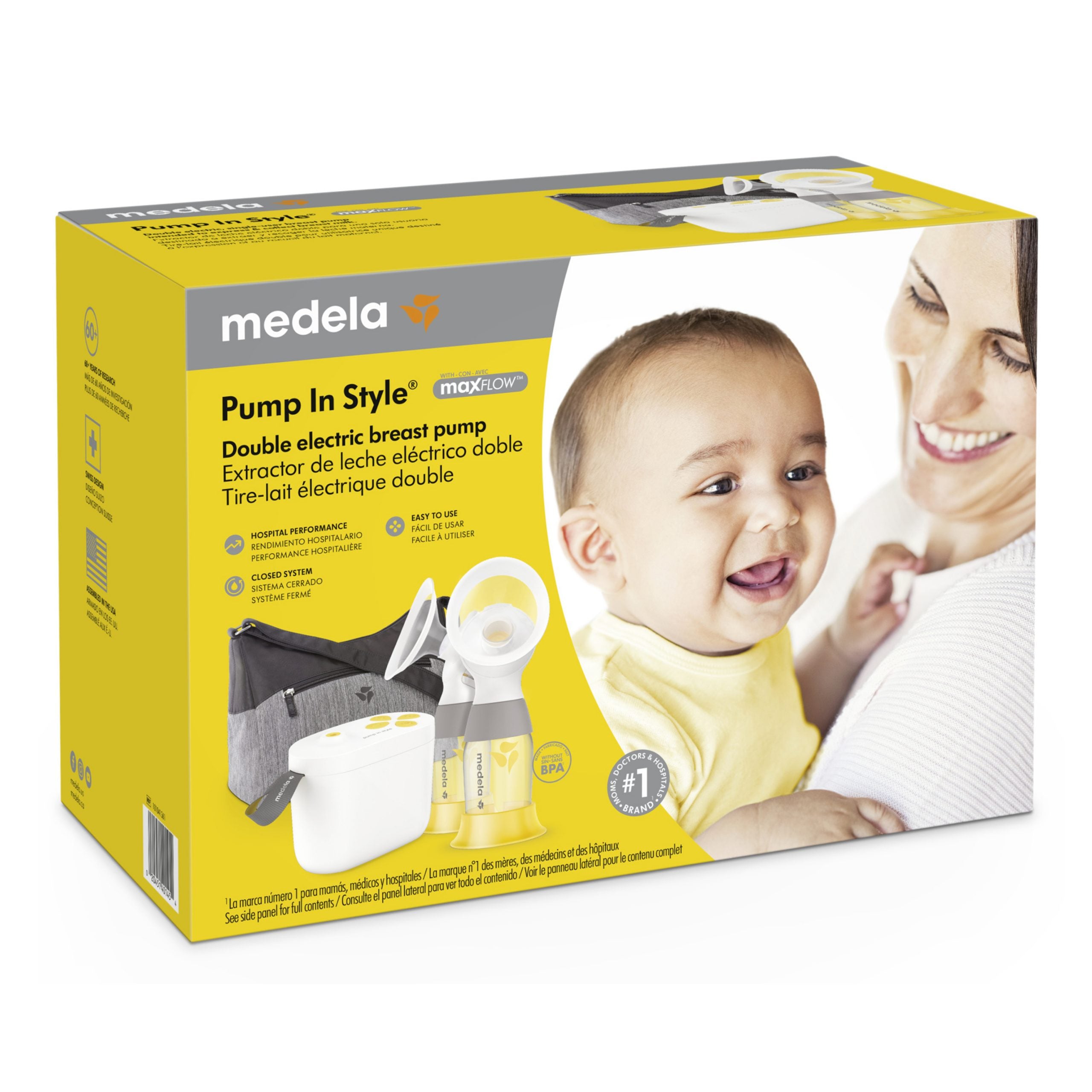 MaxFlow Double Electric Breast Pump Kit - Portable, Hands-Free Breastfeeding Pump for Working Moms - Perfect for Office, Travel & Late Night Feedings