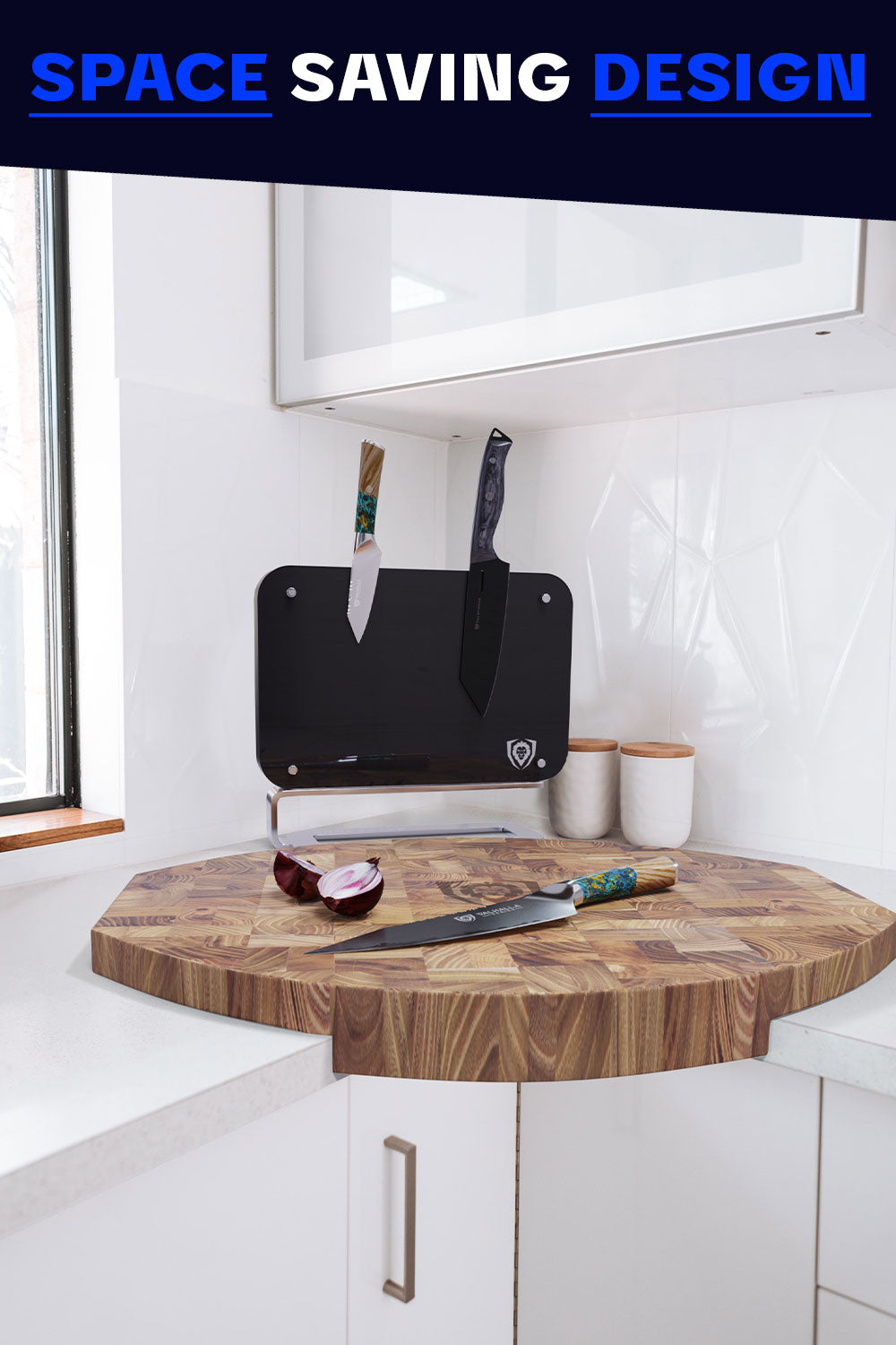 Premium Dalstrong Teak Wood Corner Cutting Board - Durable & Stylish for Kitchen Prep, Charcuterie Boards & Entertaining
