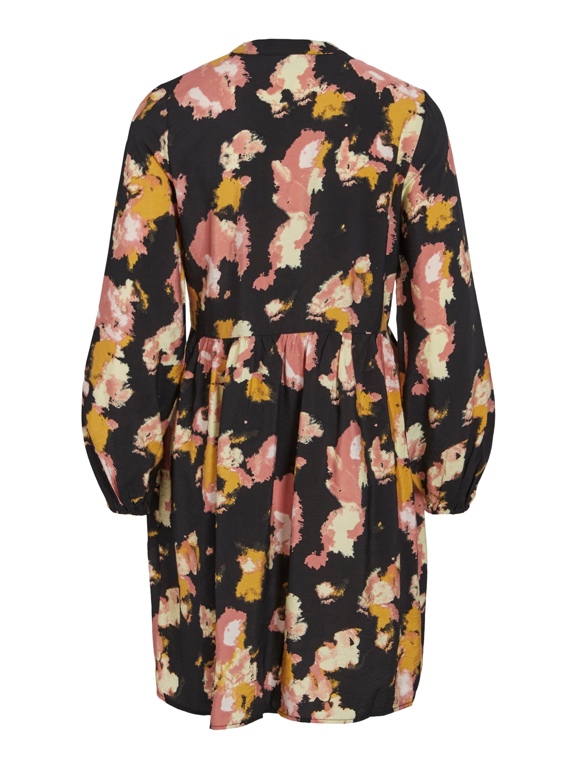 DORTEA Women's Casual Shirt Dress - Black & Old Rose Colors, Flowy Long Sleeve Button Down Tunic Top for Work, Office, and Everyday Wear