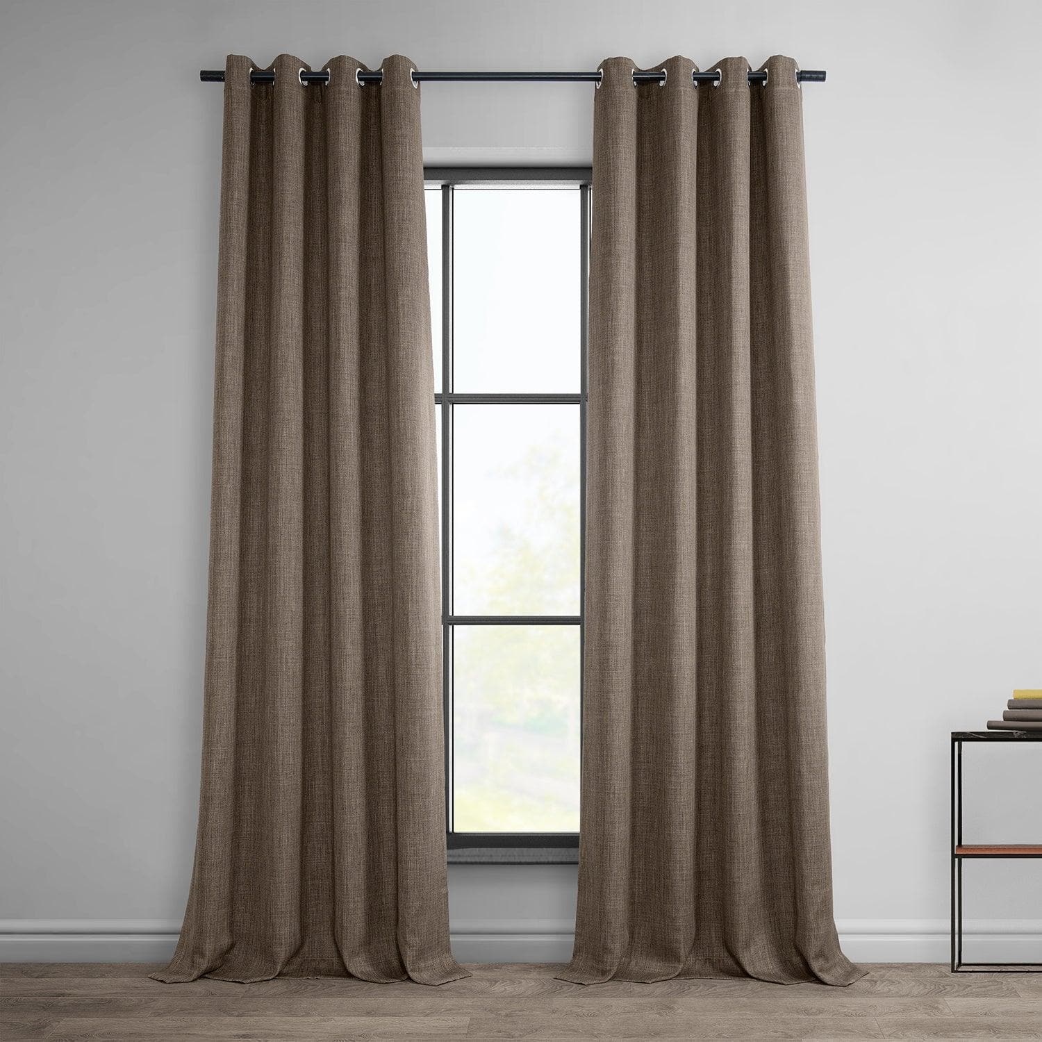 Premium Dutch Cocoa Grommet Textured Faux Linen Blackout Curtains - Thermal Insulated Window Drapes for Bedroom, Living Room & Home Decor