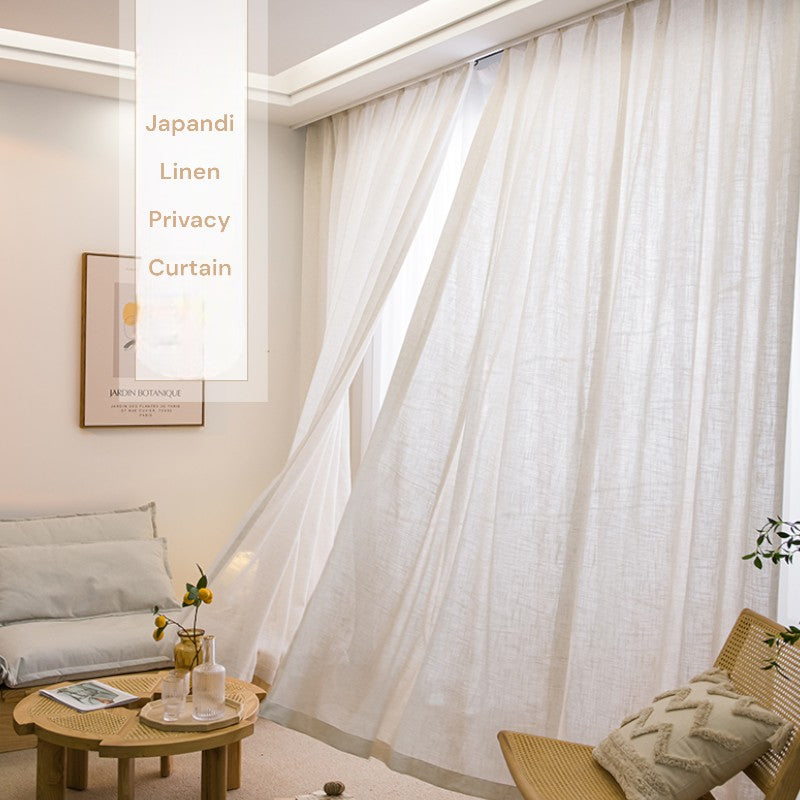 Estelle Linen Brown Japandi Style Light Filtering Custom Curtains - Elegant Window Treatment for Living Room & Bedroom